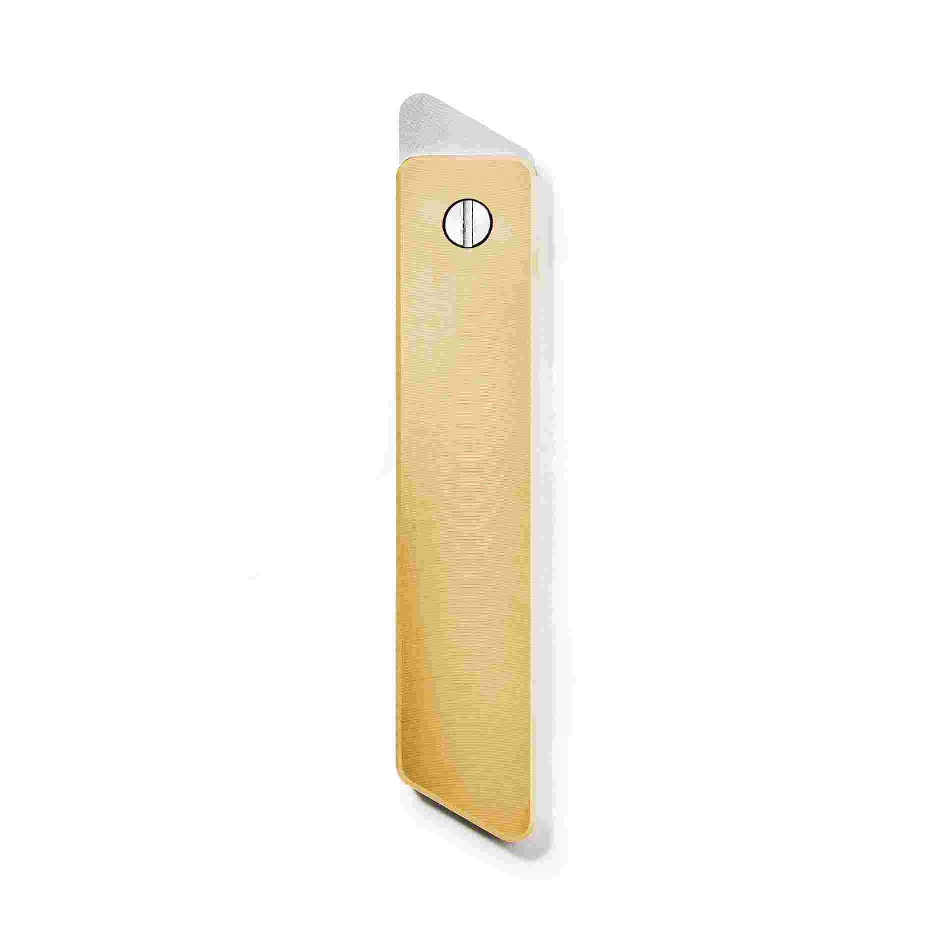 Clean, minimalist brass pocket knife, closed.