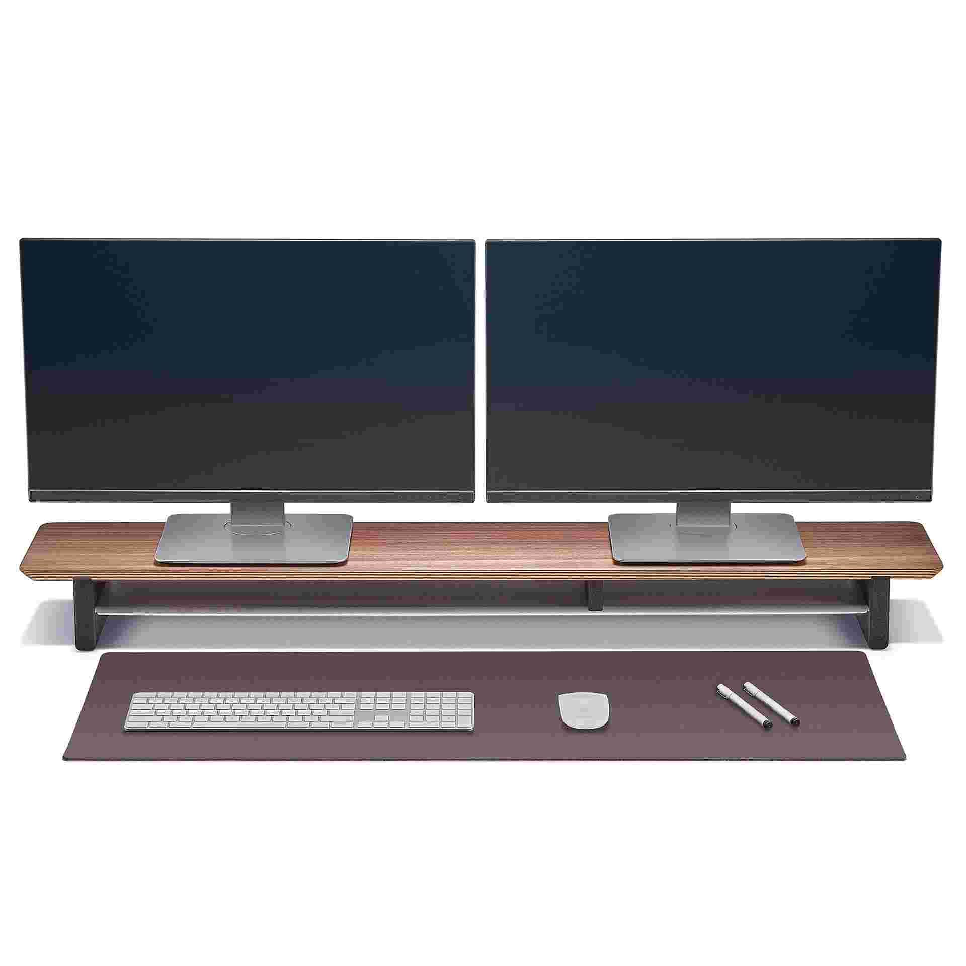 Medium Plus matte brown desk pad designed for use with the Grovemade desk shelf.