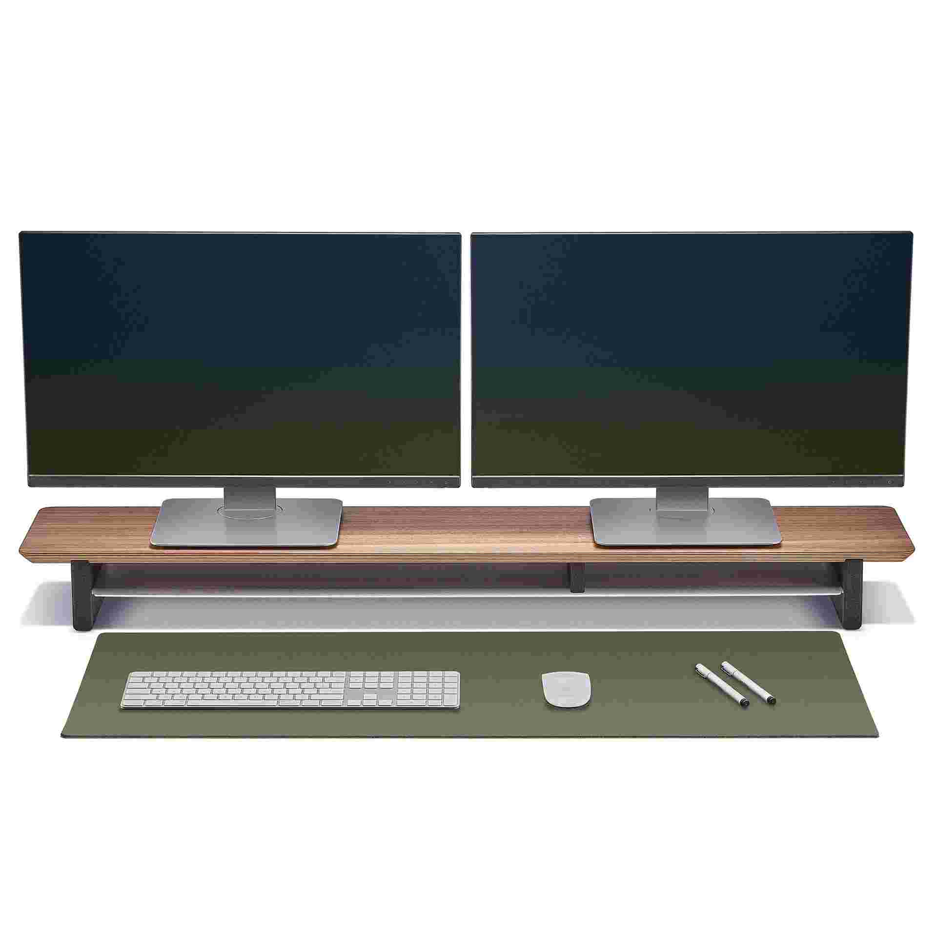 Medium Plus dark green desk pad designed for use with the Grovemade desk shelf.