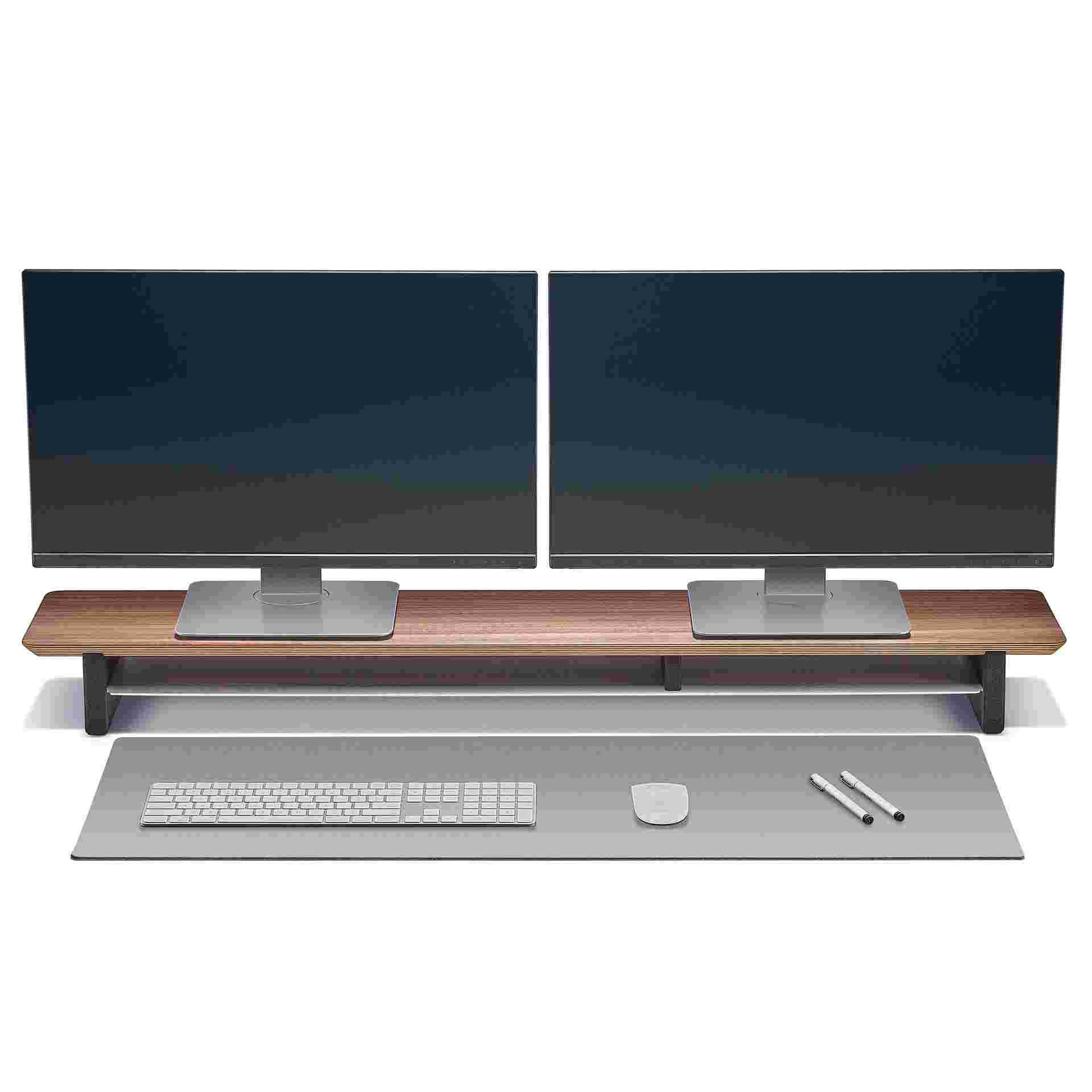 Medium Plus matte dark grey desk pad designed for use with the Grovemade desk shelf.