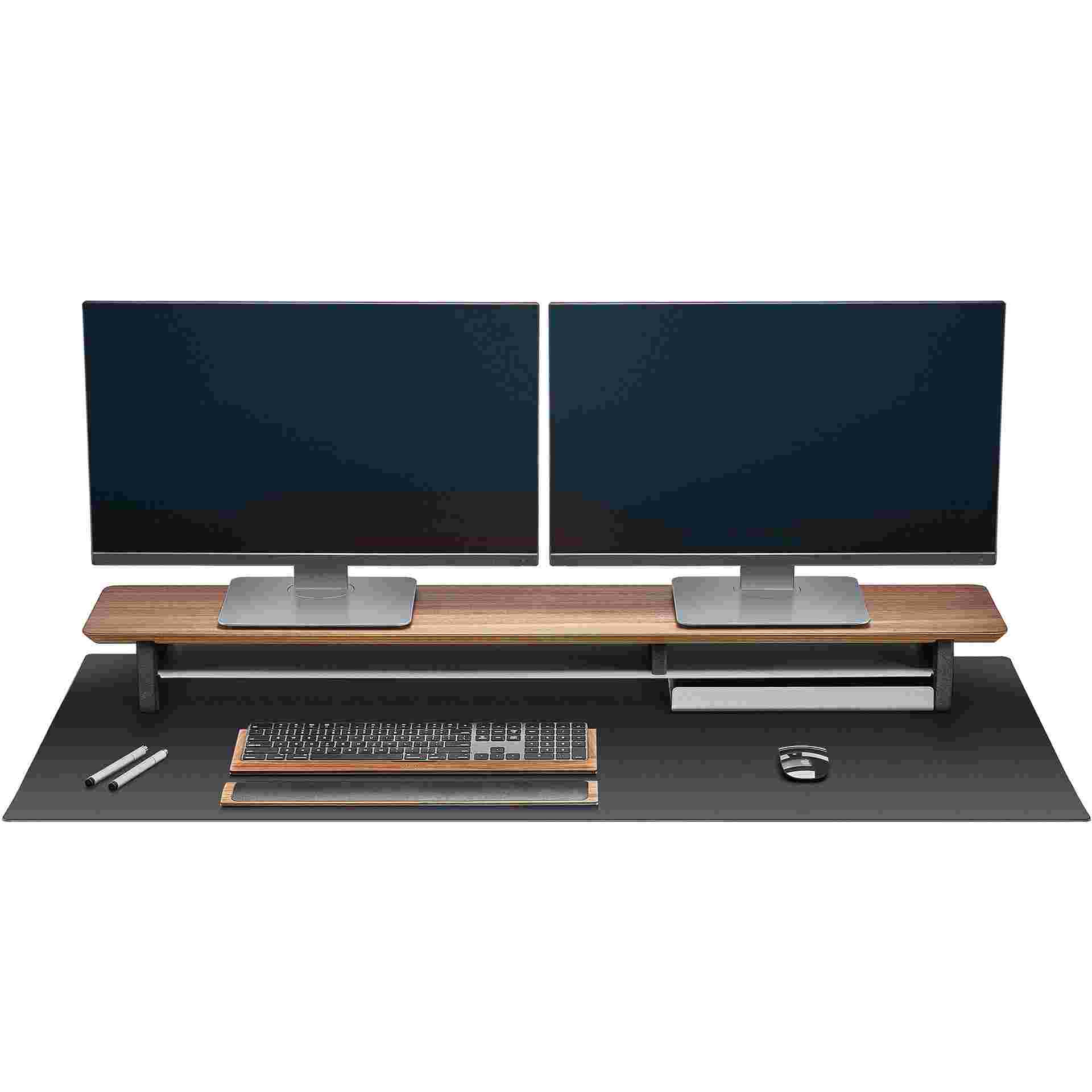 Extra large matte black desk pad designed for use with the Grovemade desk shelf.