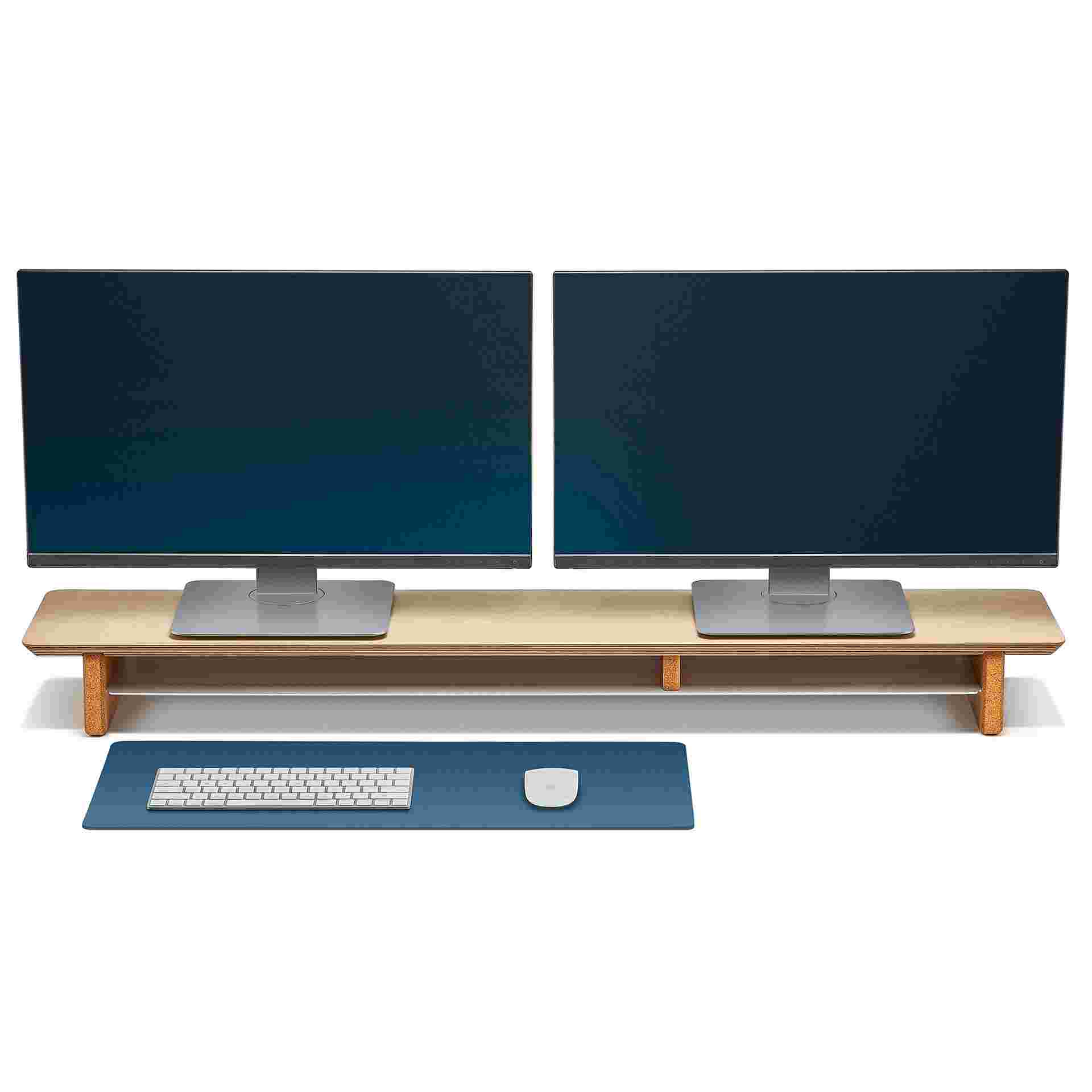 Small navy blue desk pad designed for use with the Grovemade desk shelf.