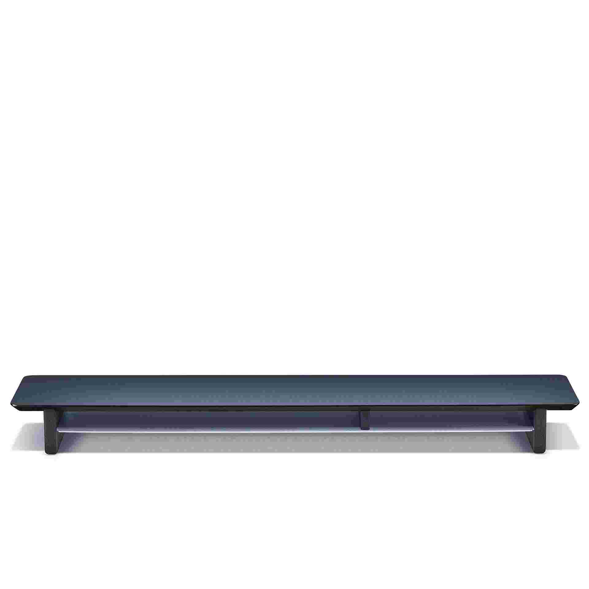 Large Matte Black Desk Shelf shown without monitors.