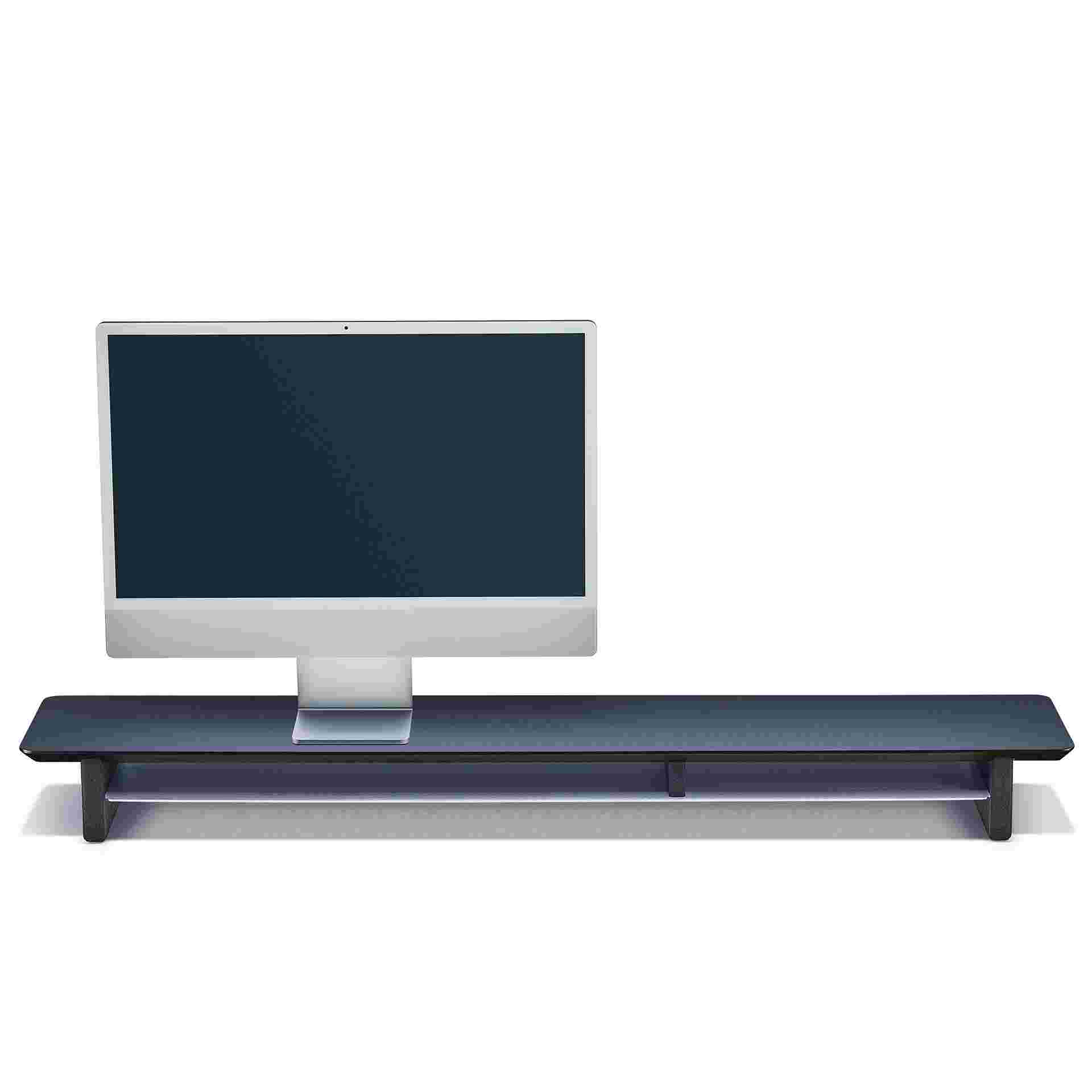 Large Matte Black Desk Shelf with one 24-inch iMac.