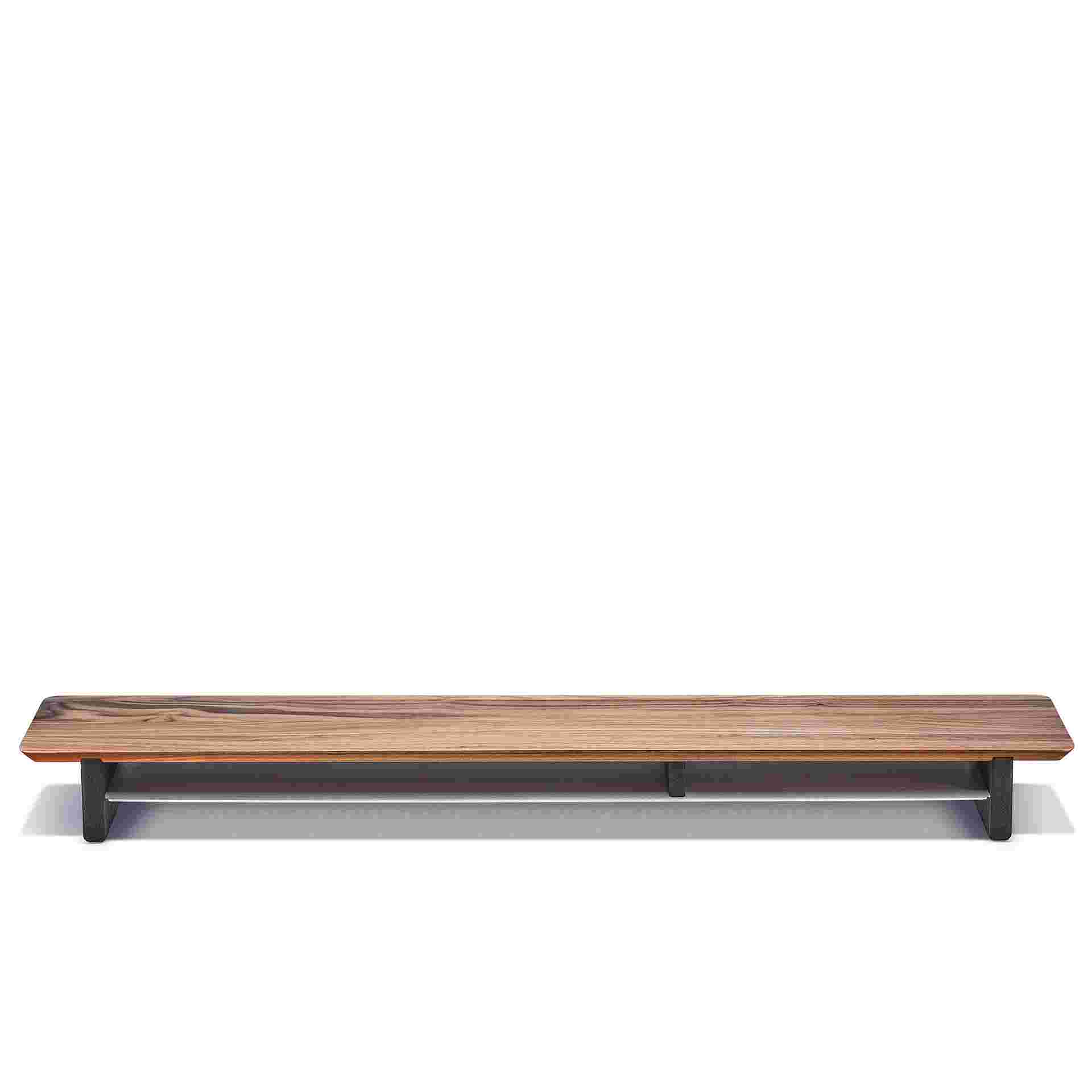 Large Solid Walnut Desk Shelf shown without monitors.