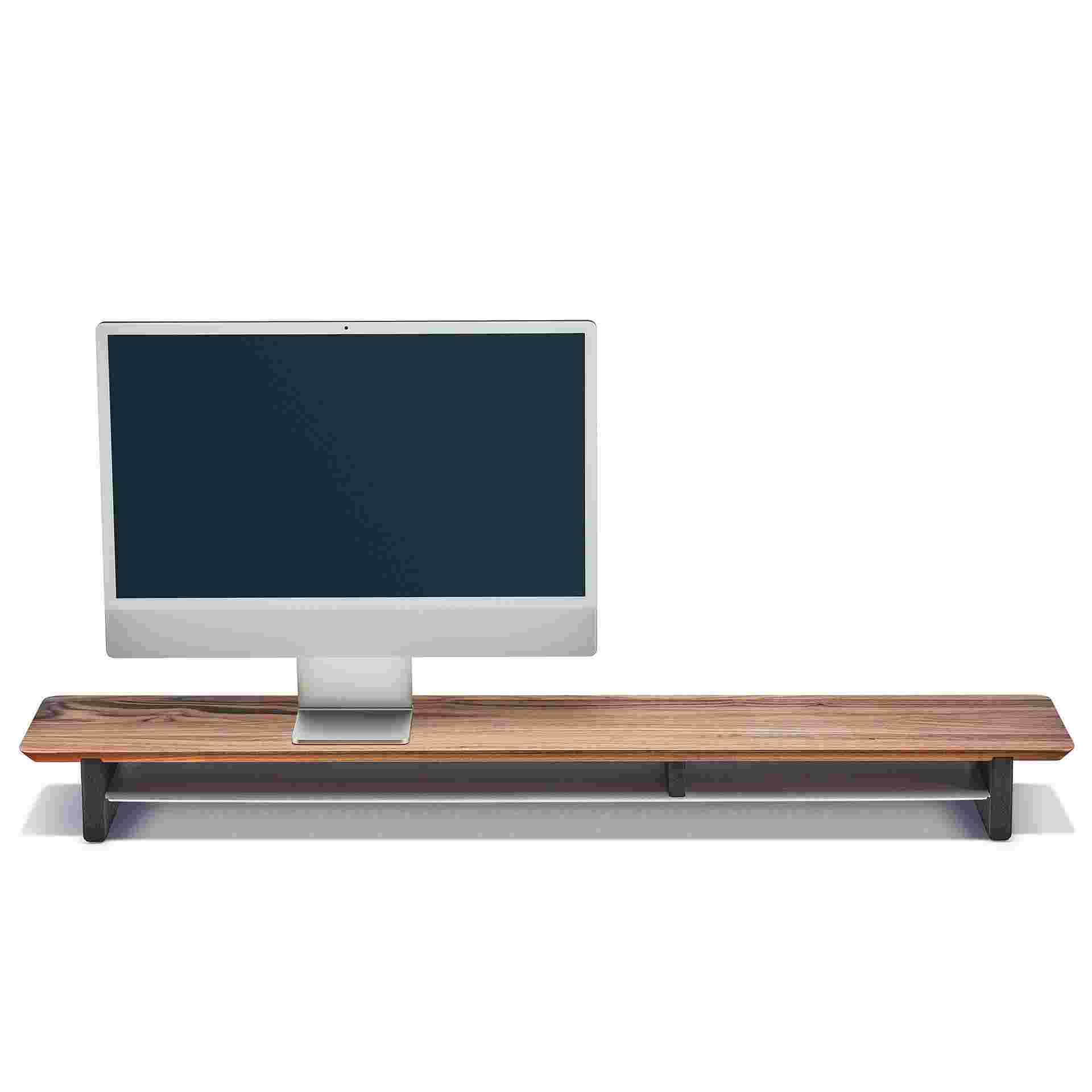 Large Solid Walnut Desk Shelf with one 24-inch iMac.