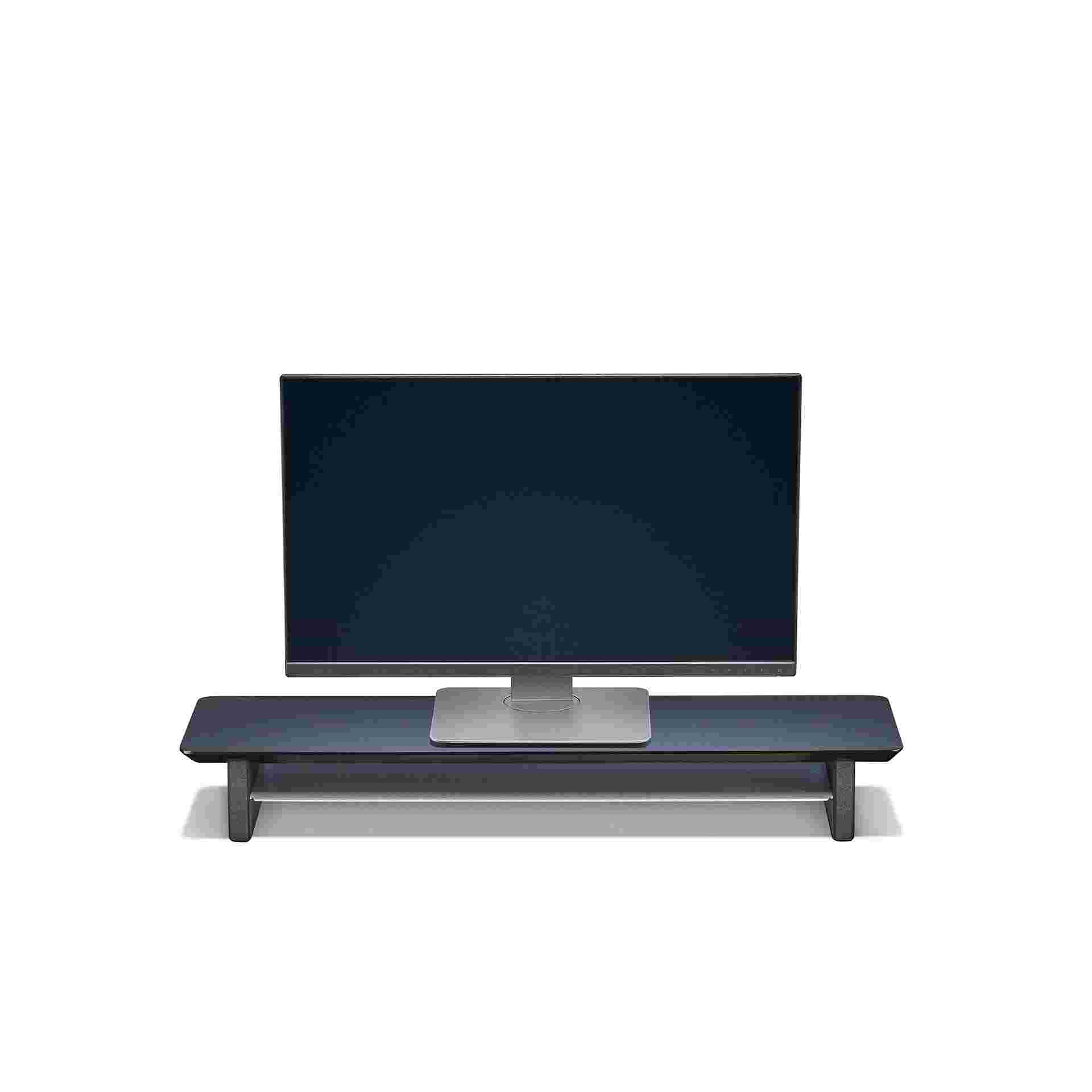 Medium Matte Black Desk Shelf with monitor.