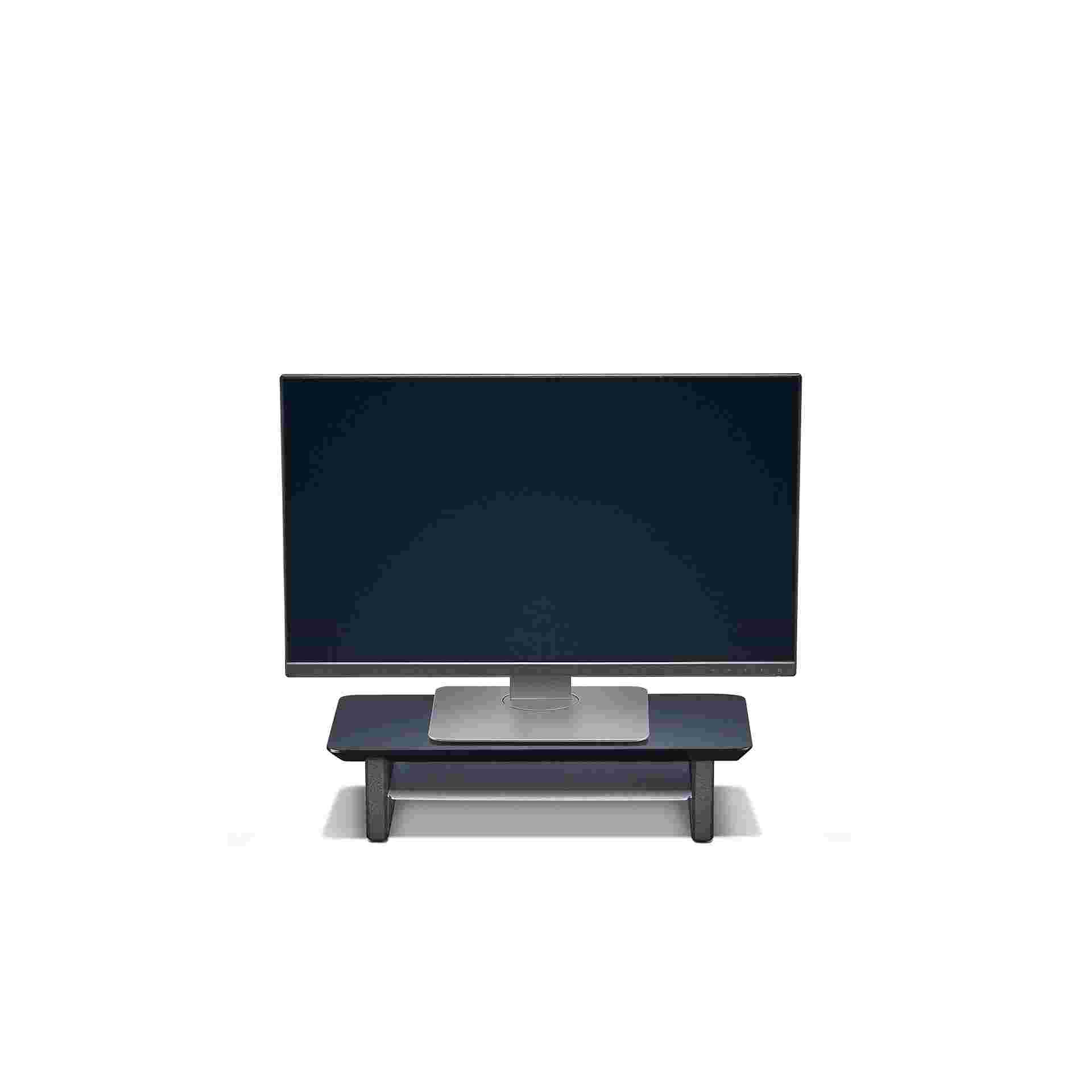 Small Matte Black Desk Shelf with monitor.