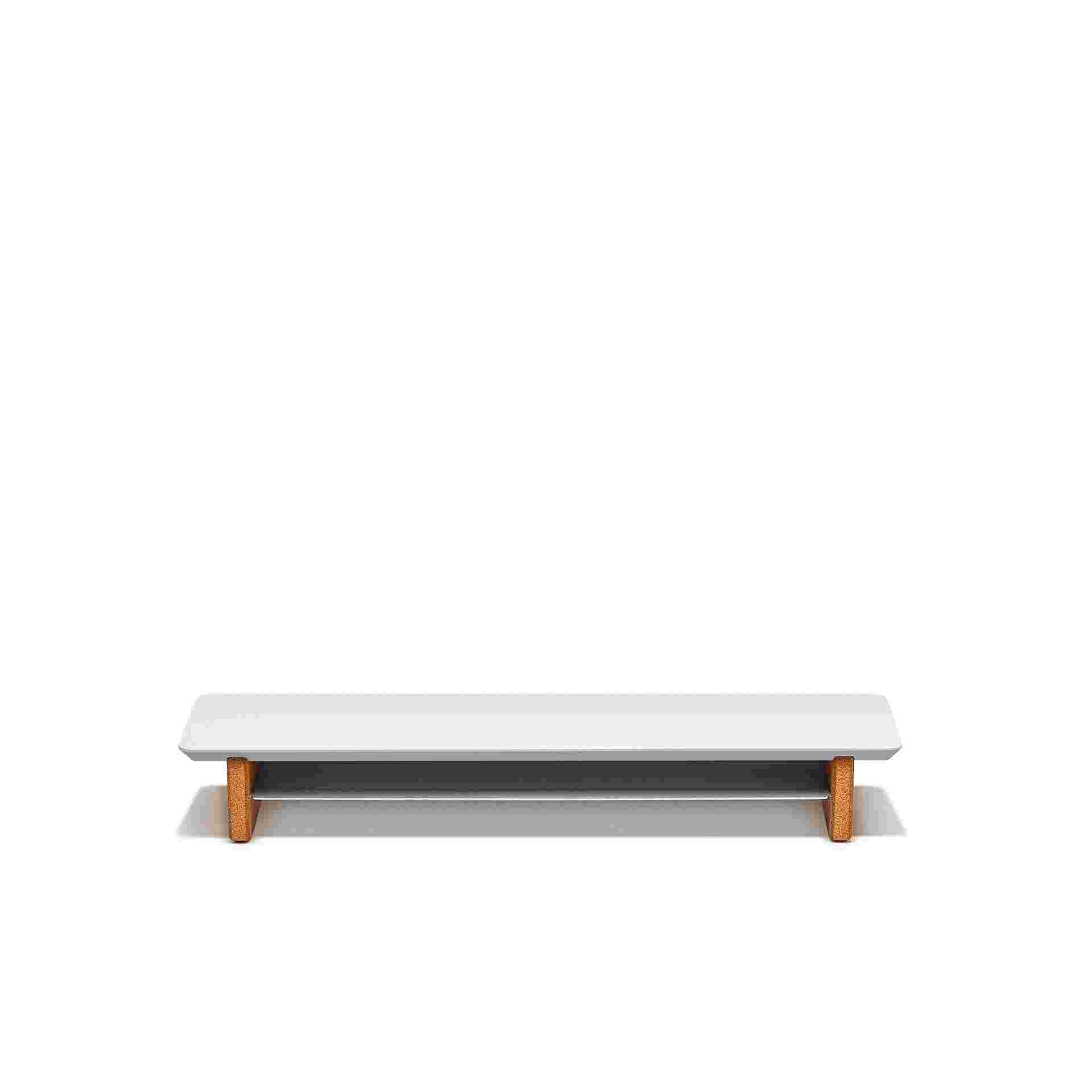 Medium Matte White Desk Shelf shown without monitor.