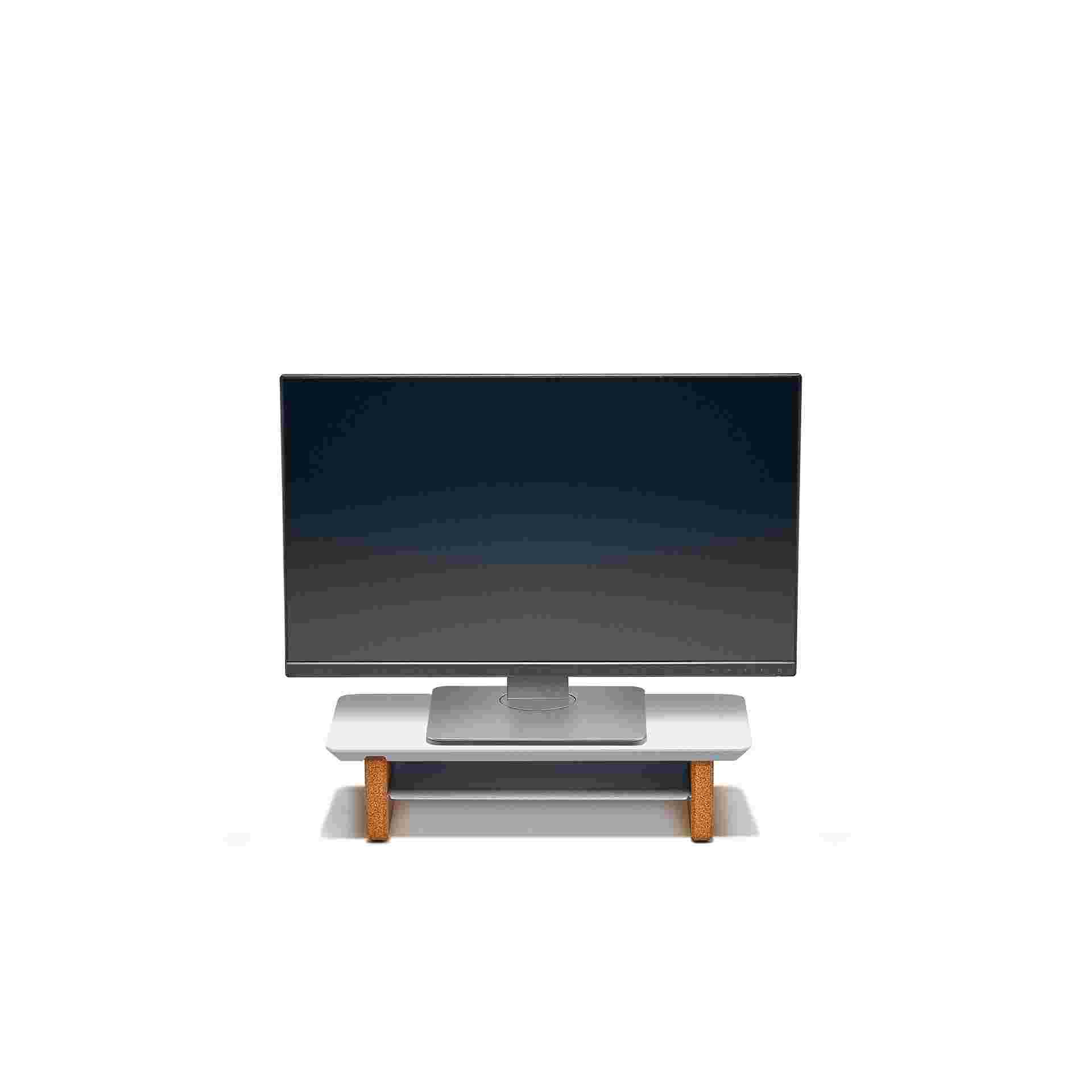 Small Matte White Desk Shelf with monitor.