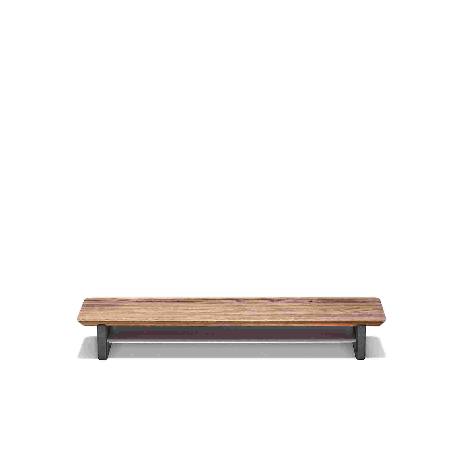 Medium Solid Walnut Desk Shelf shown without monitor.