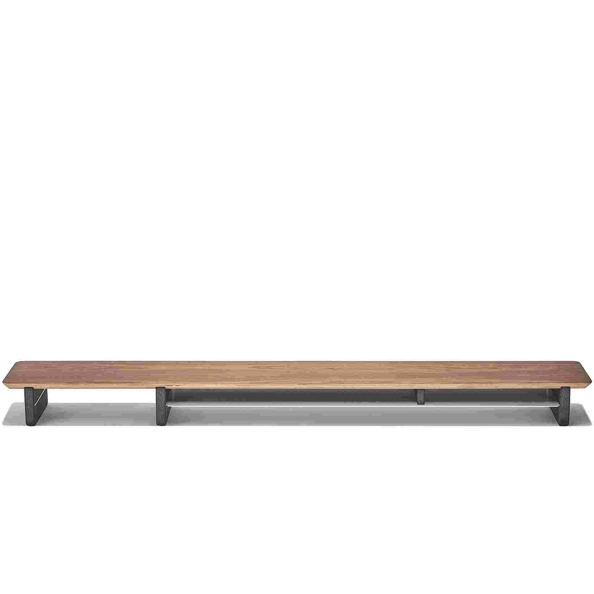 Extra large walnut desk shelf measuring 58 inches wide.