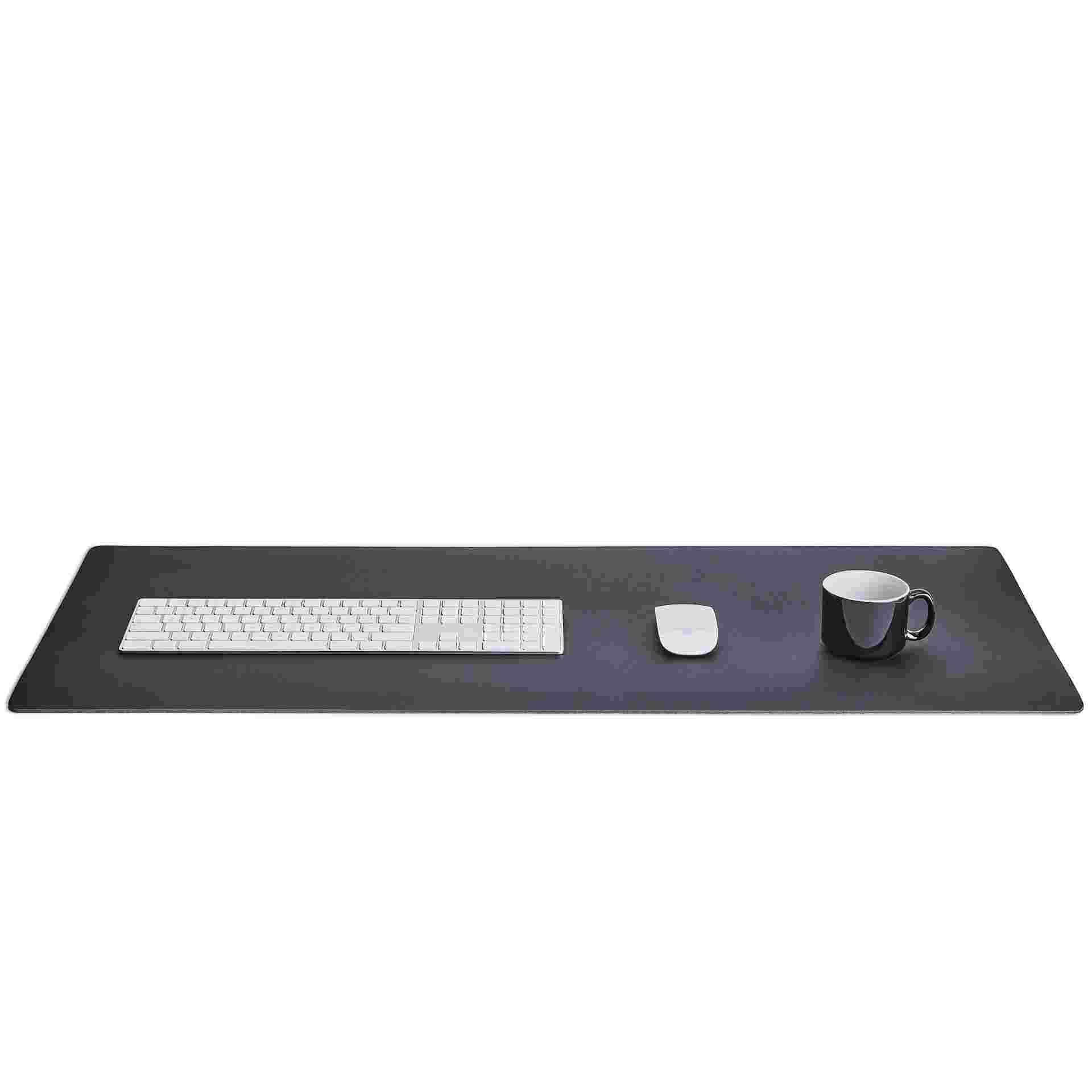 Medium Plus matte black desk pad for 10-key keyboard and mouse.