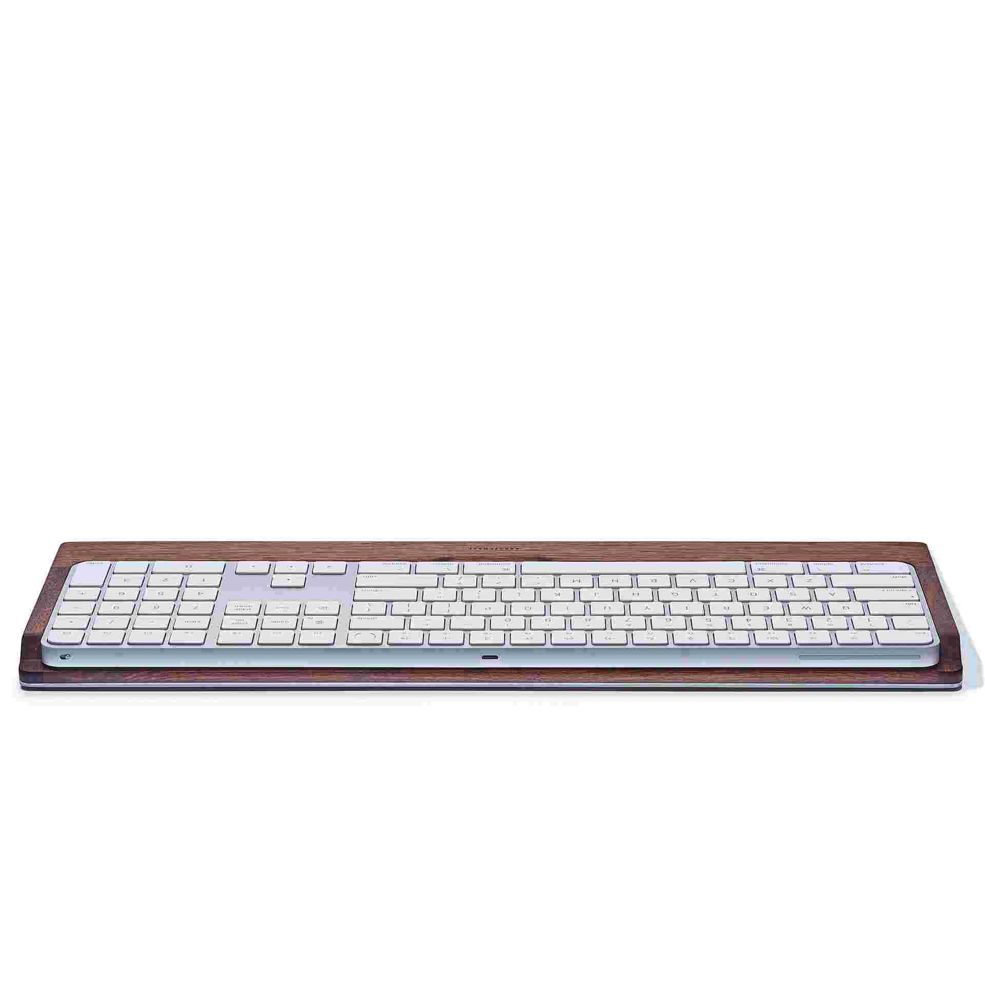 Rear view of the Walnut Keyboard Tray for the Apple Magic Keyboard with Numeric Pad.