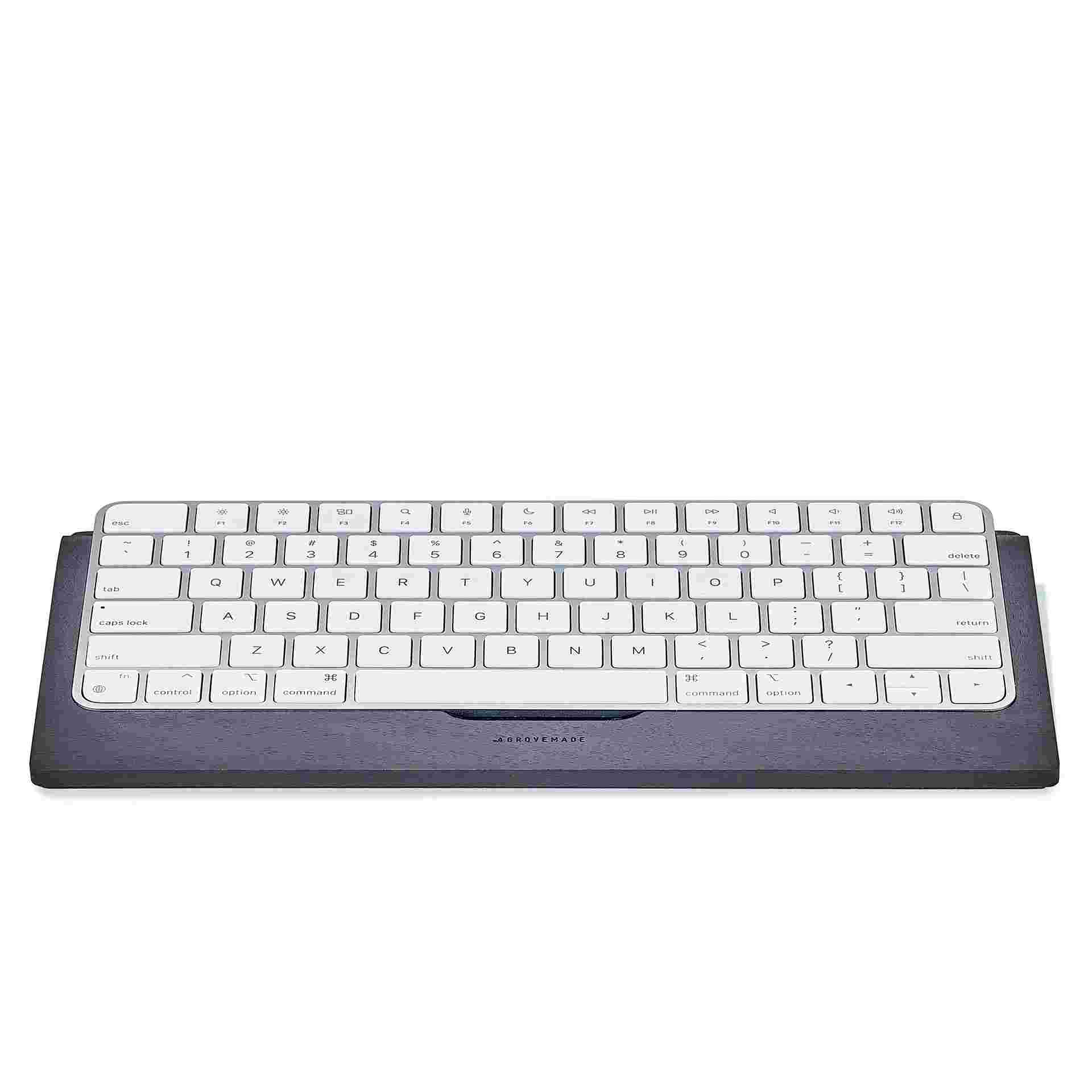 Straight on view of the Blackened Walnut Keyboard Tray for the Apple Magic Keyboard.