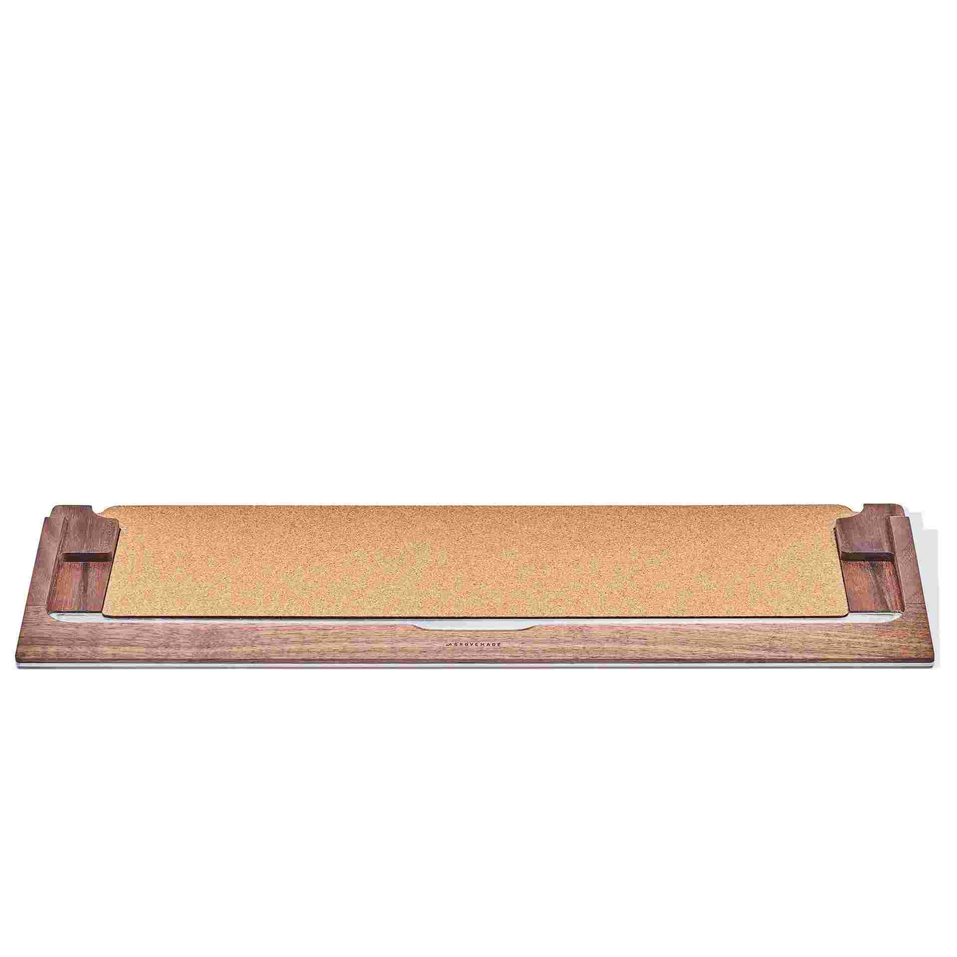 Empty Walnut Keyboard tray showing natural cork lining.