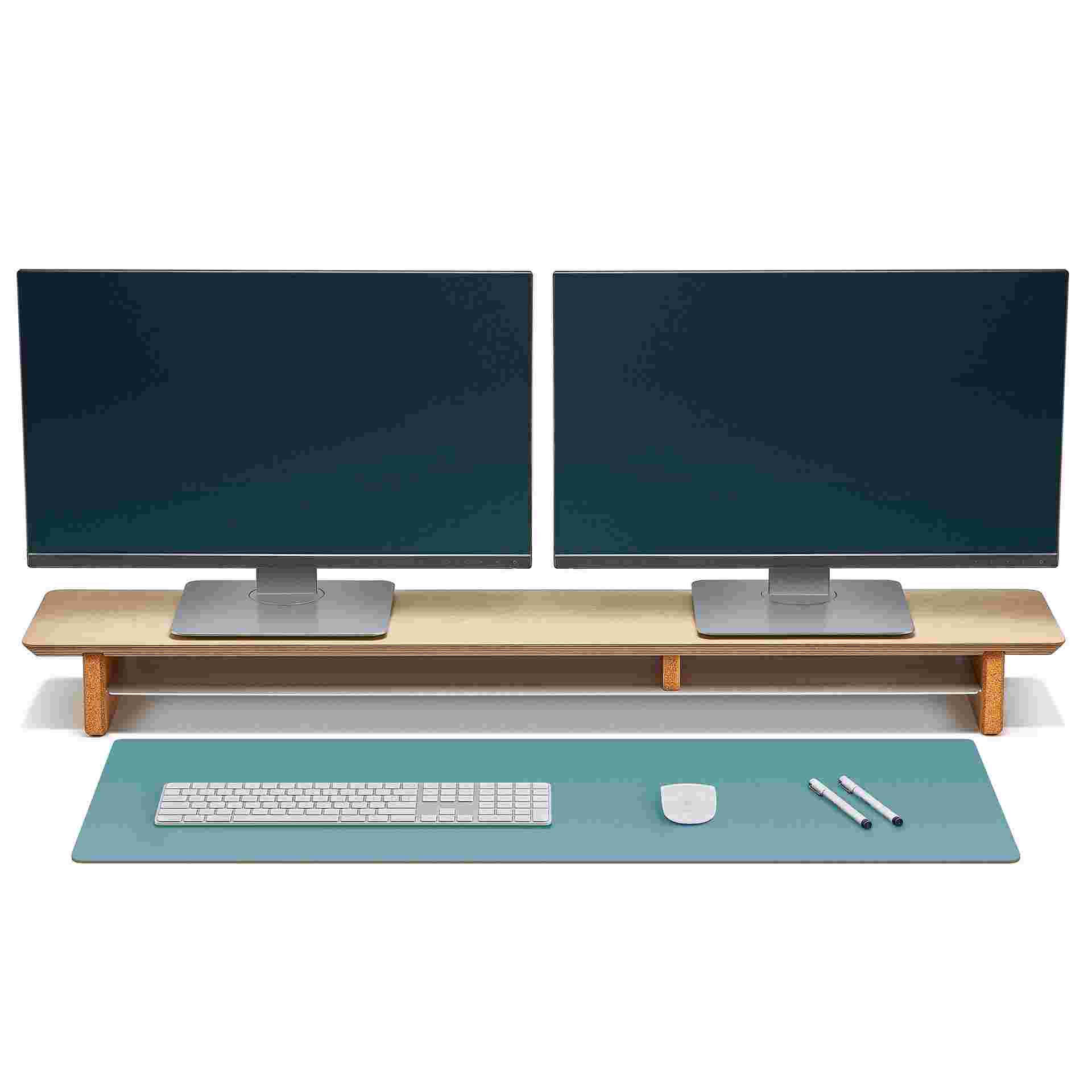 Medium Plus light blue desk pad designed for use with the Grovemade desk shelf.