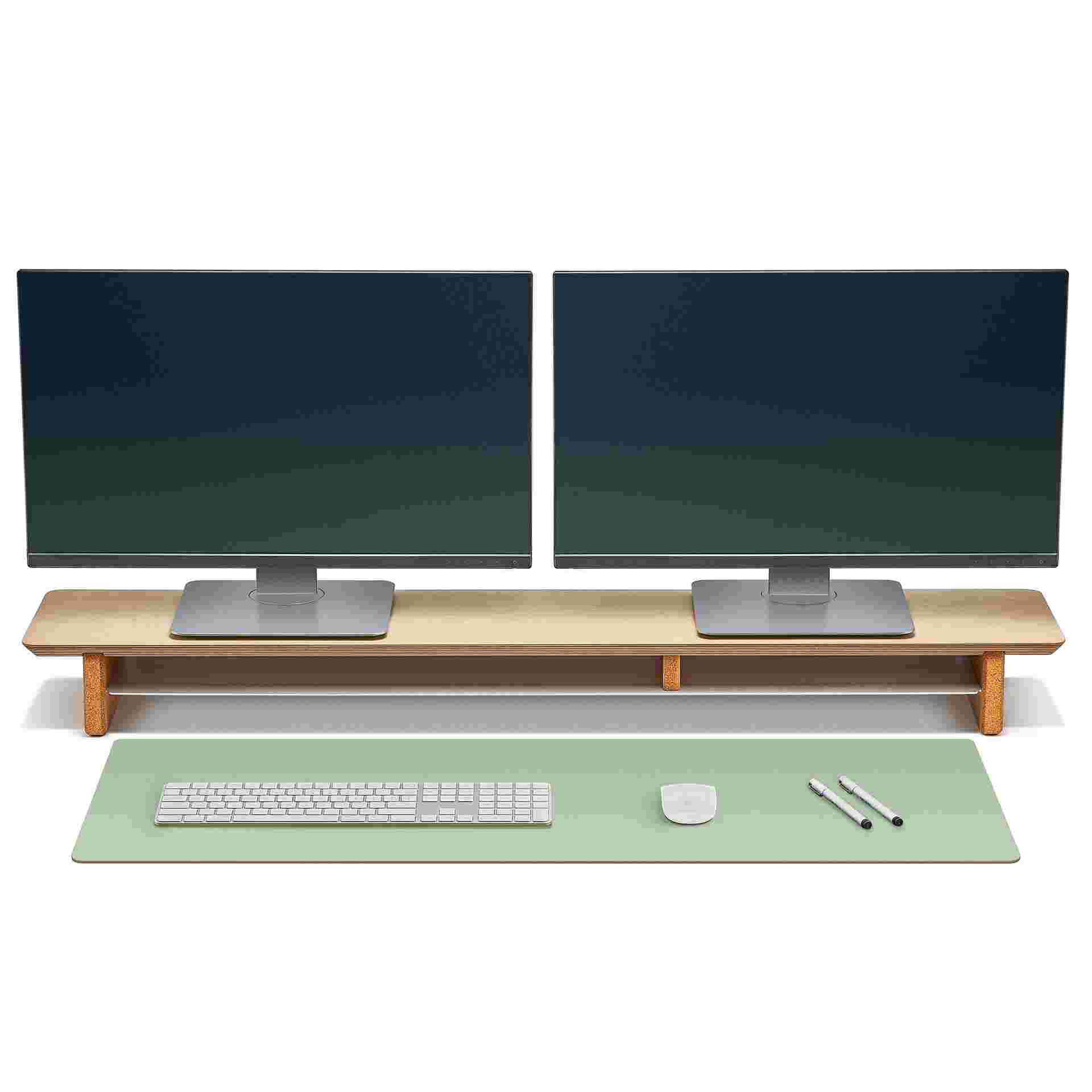 Medium Plus light green desk pad designed for use with the Grovemade desk shelf.