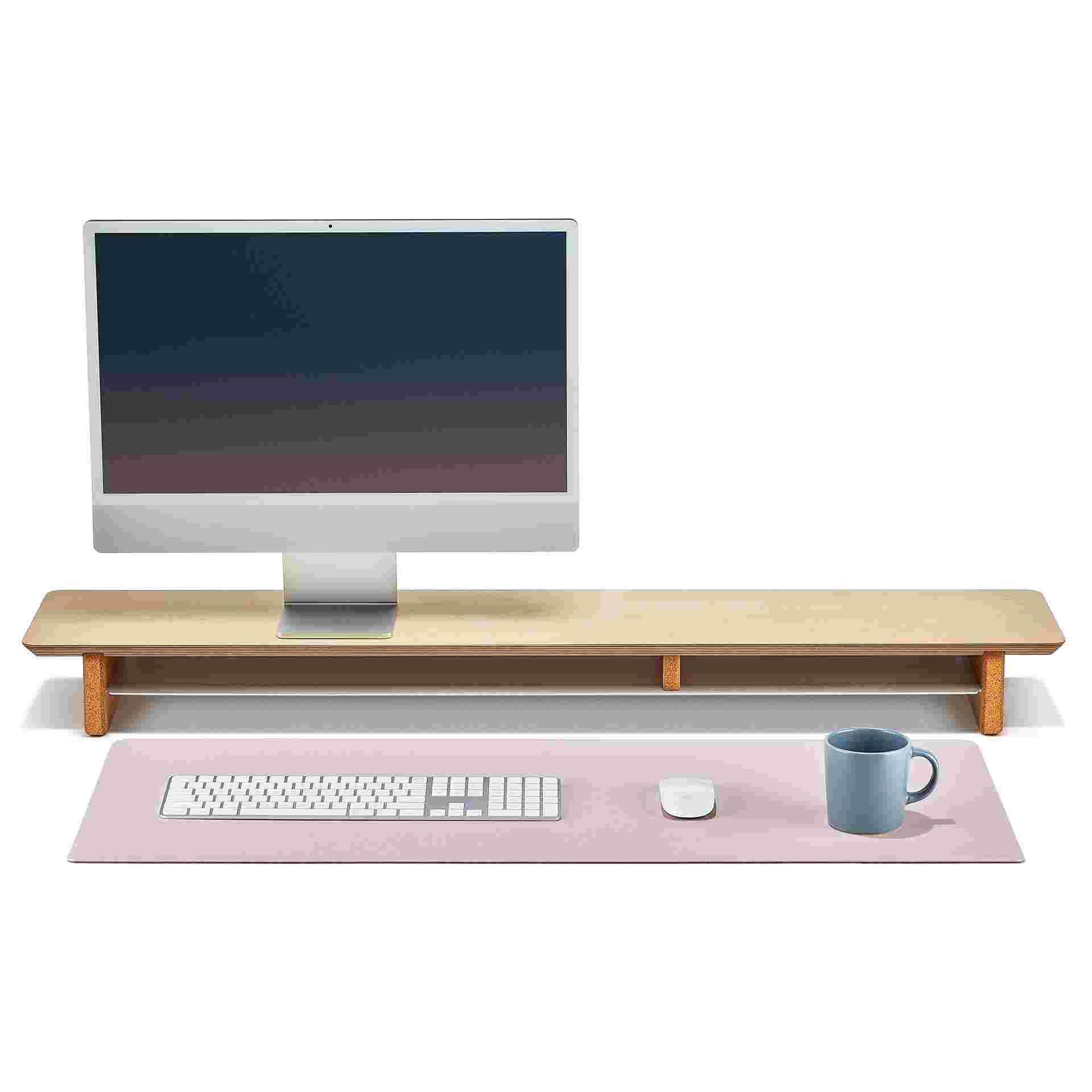 Medium Plus light pink desk pad designed for use with the Grovemade desk shelf.