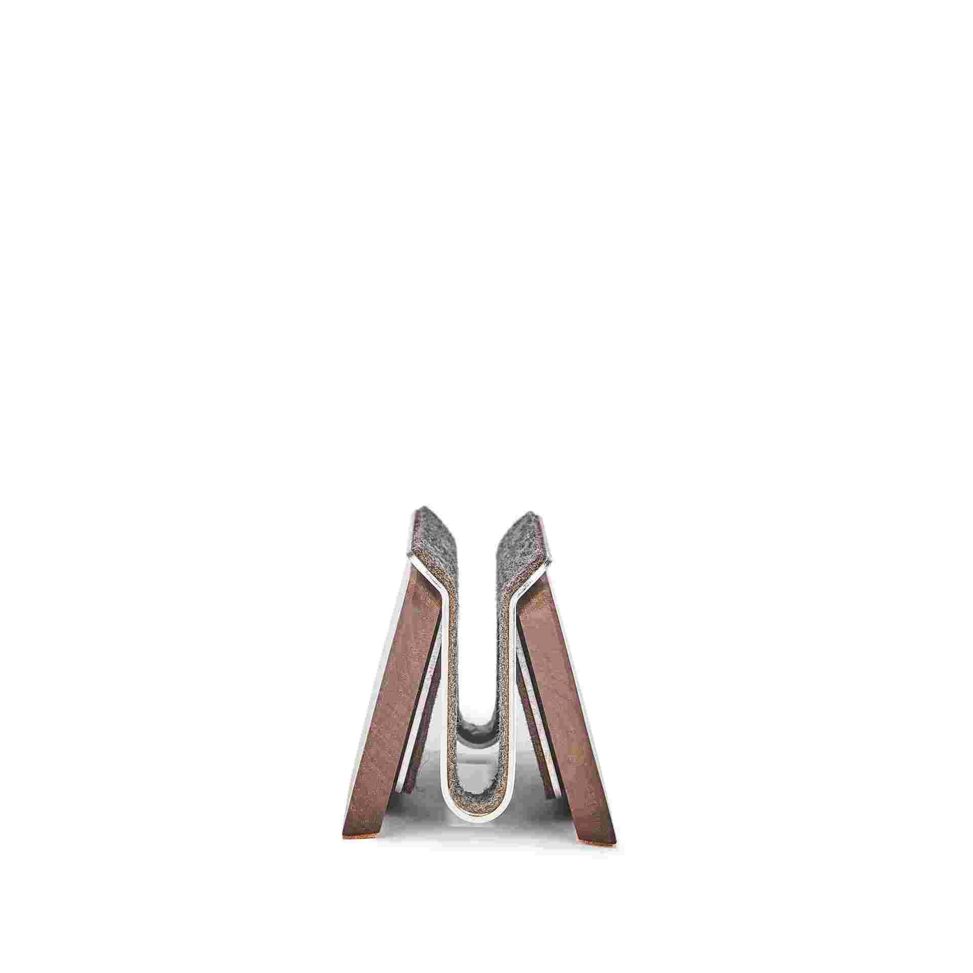 Profile of Walnut MacBook Dock without laptop.