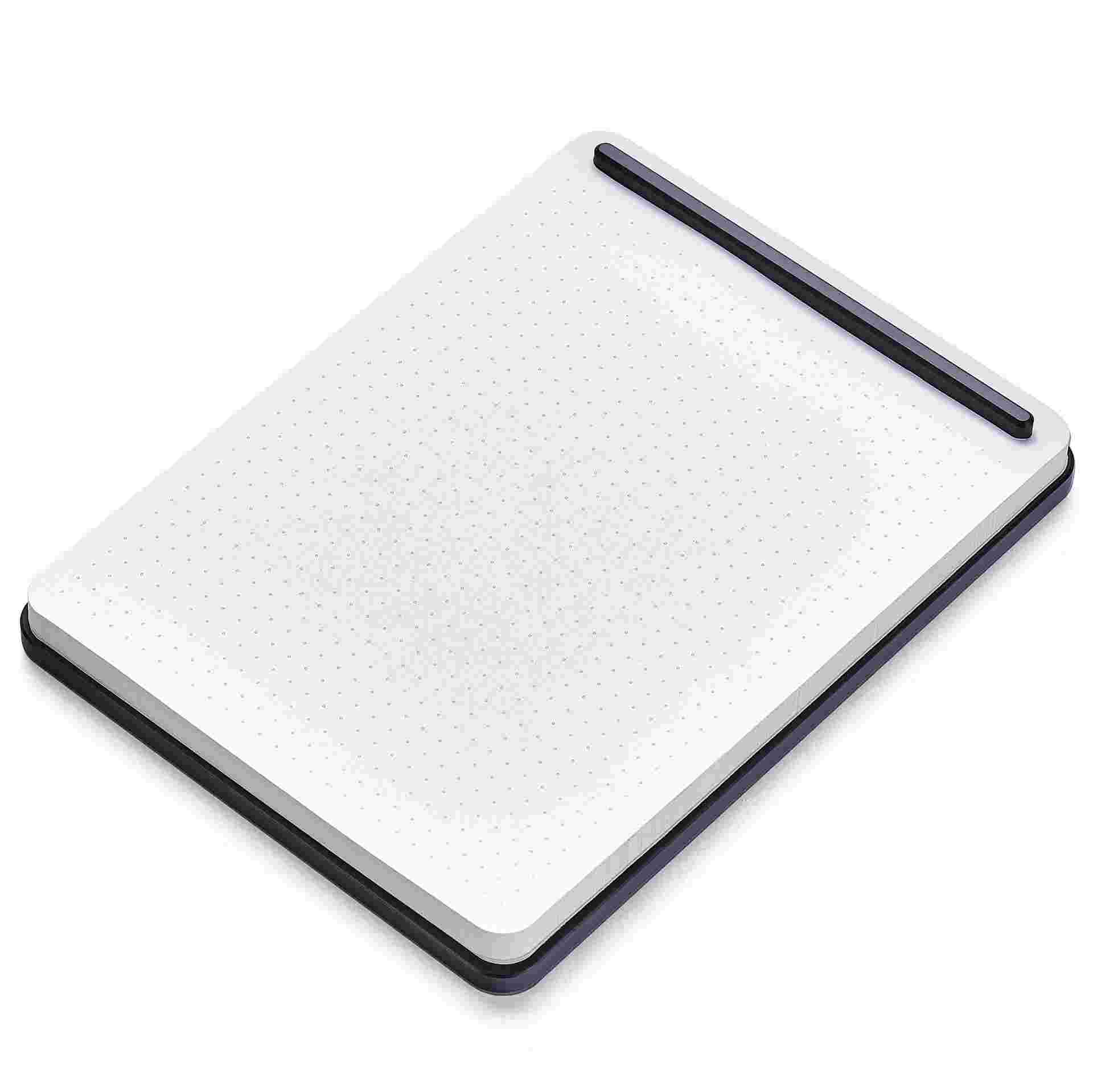 Black metal desk notepad station.
