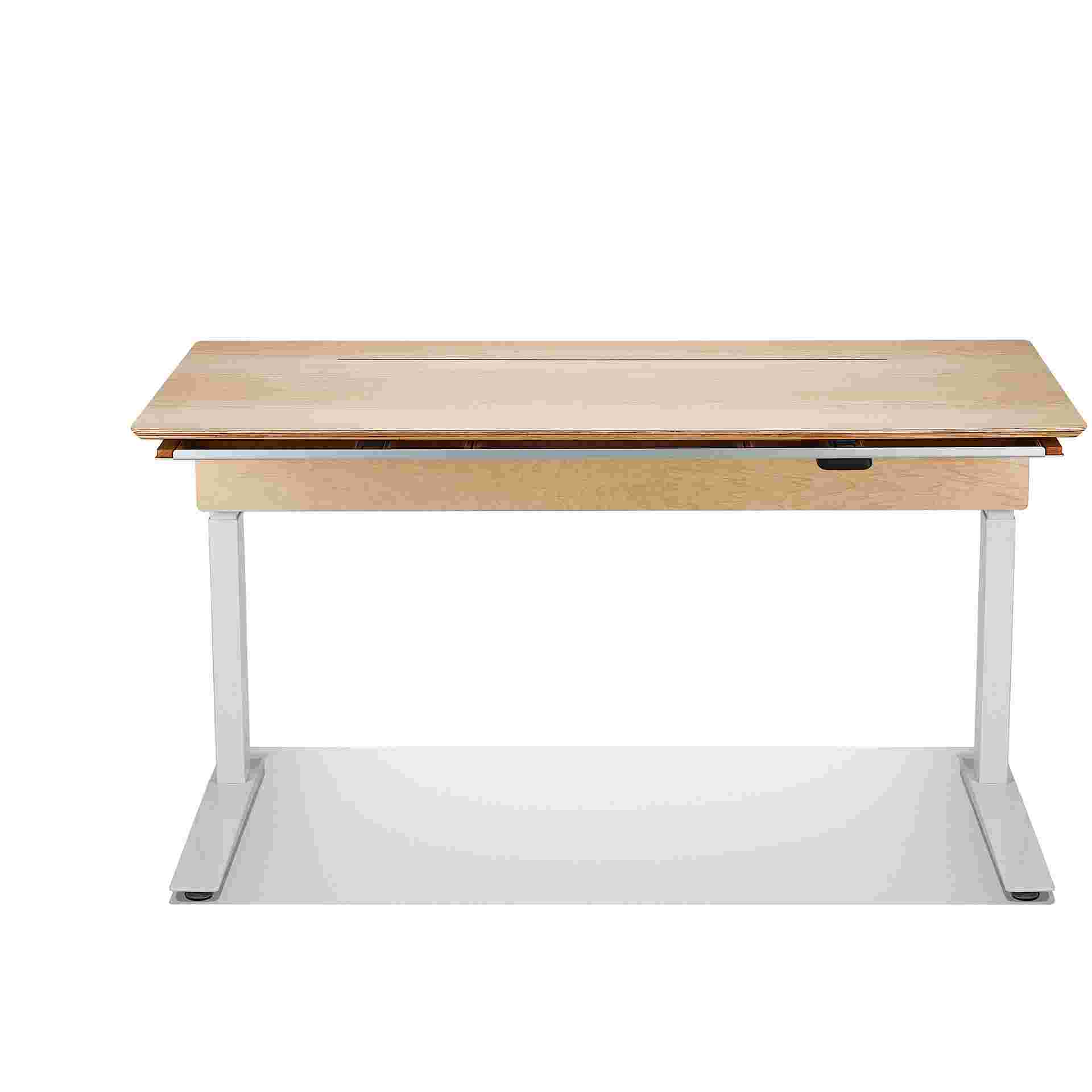 Front view of the maple plywood desk.