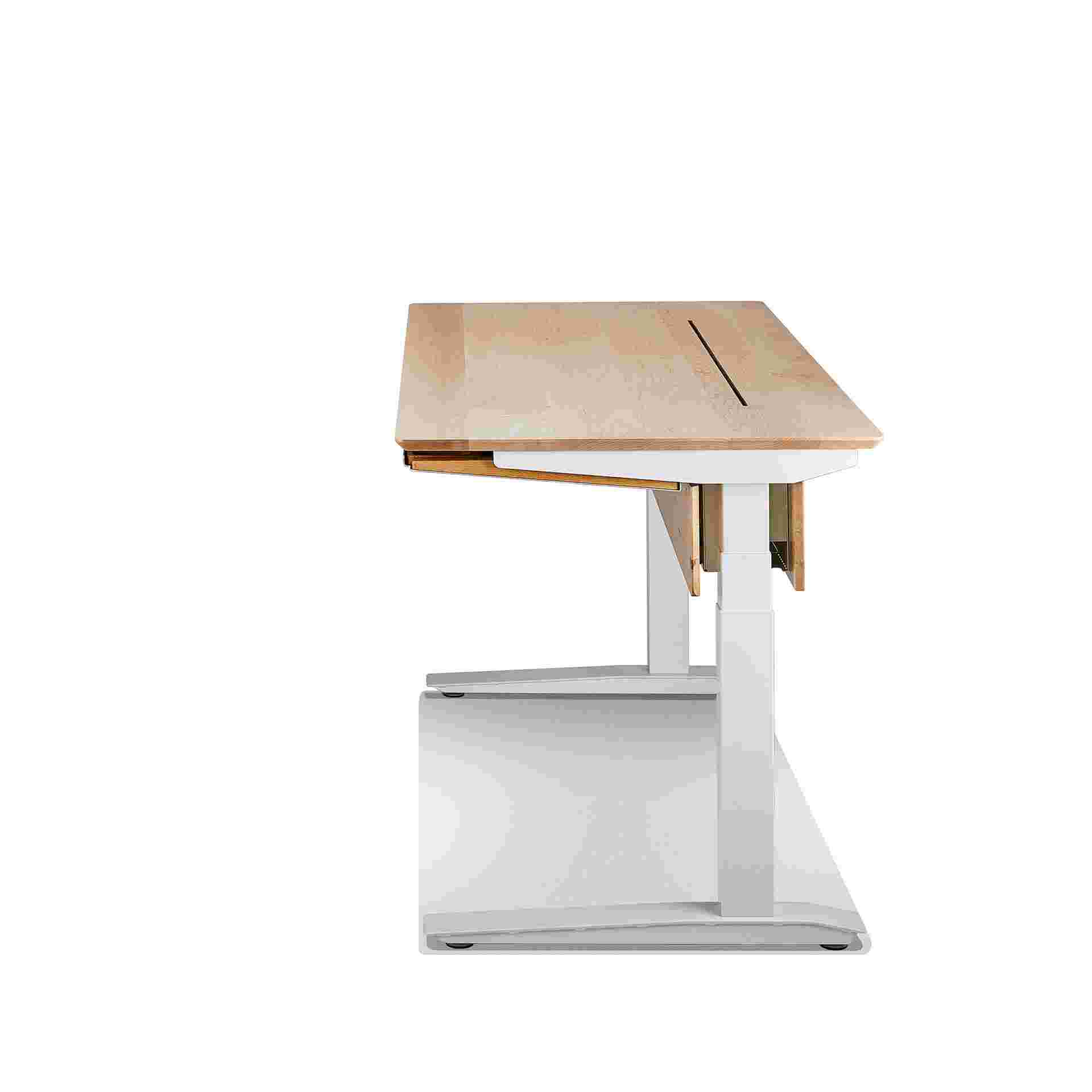 profile view of the hardwood maple desk.