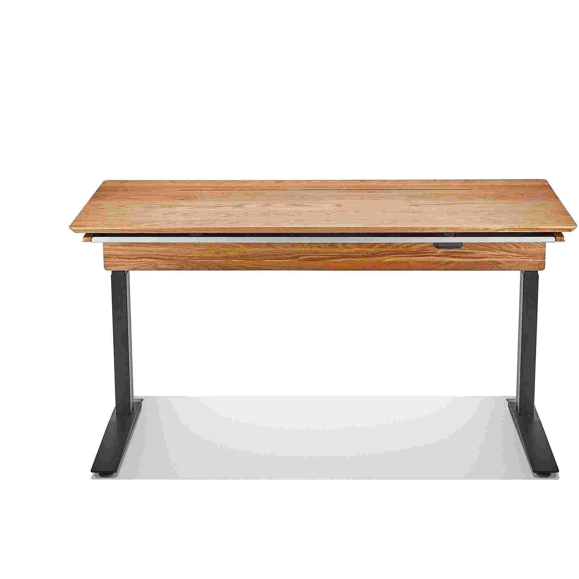 Front view of the hardwood oak desk.