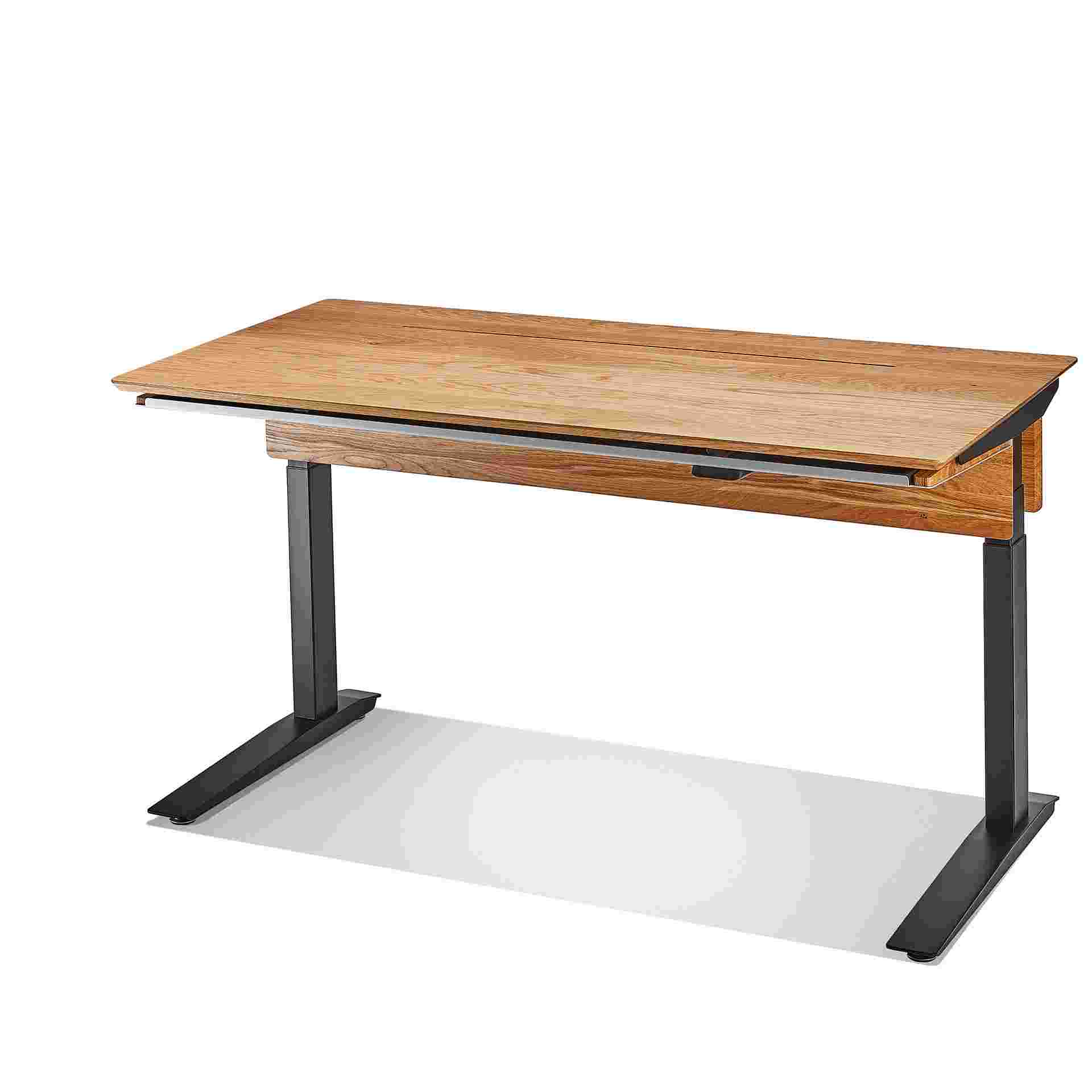 3/4 view of the hardwood oak desk.