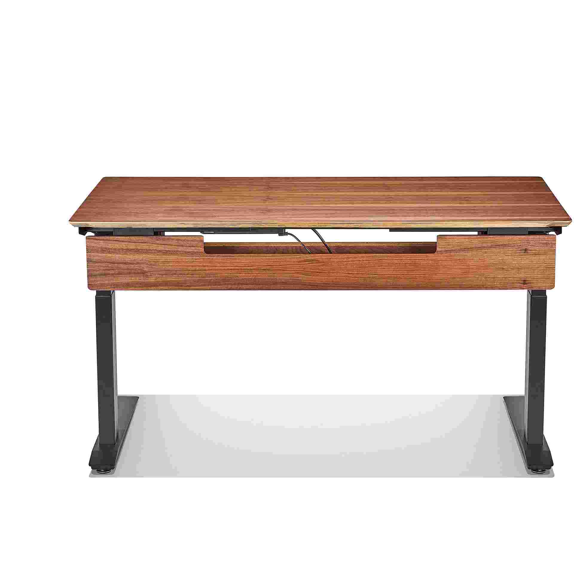 Rear view of the walnut plywood desk.