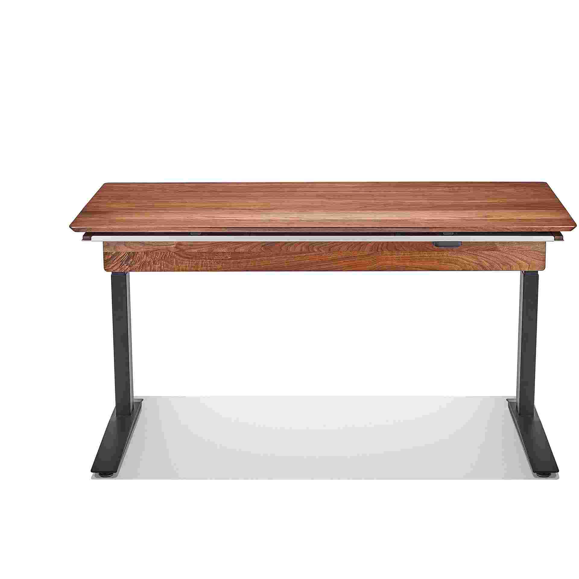 Front view of the hardwood walnut desk.