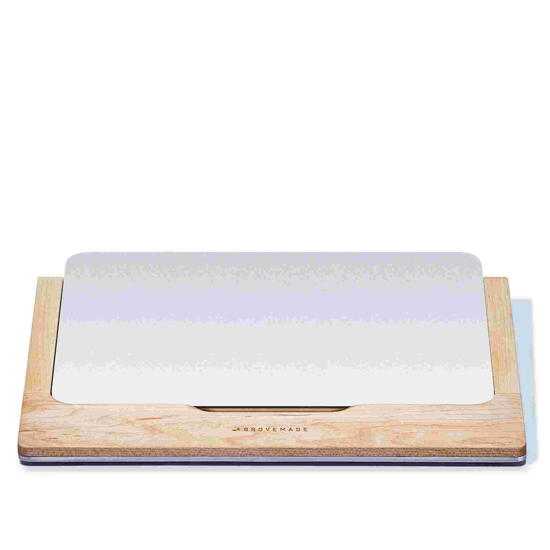 Front view of the maple trackpad tray.