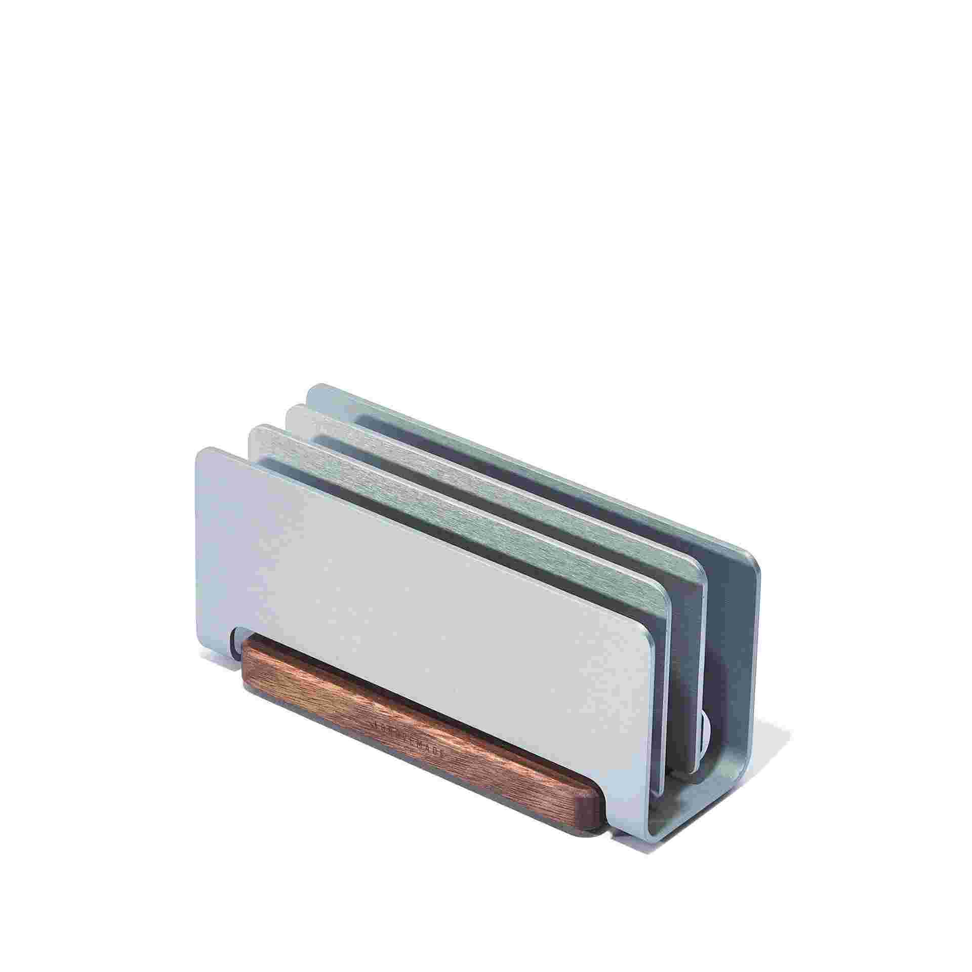 The Walnut Vertical Organizer, shown empty.