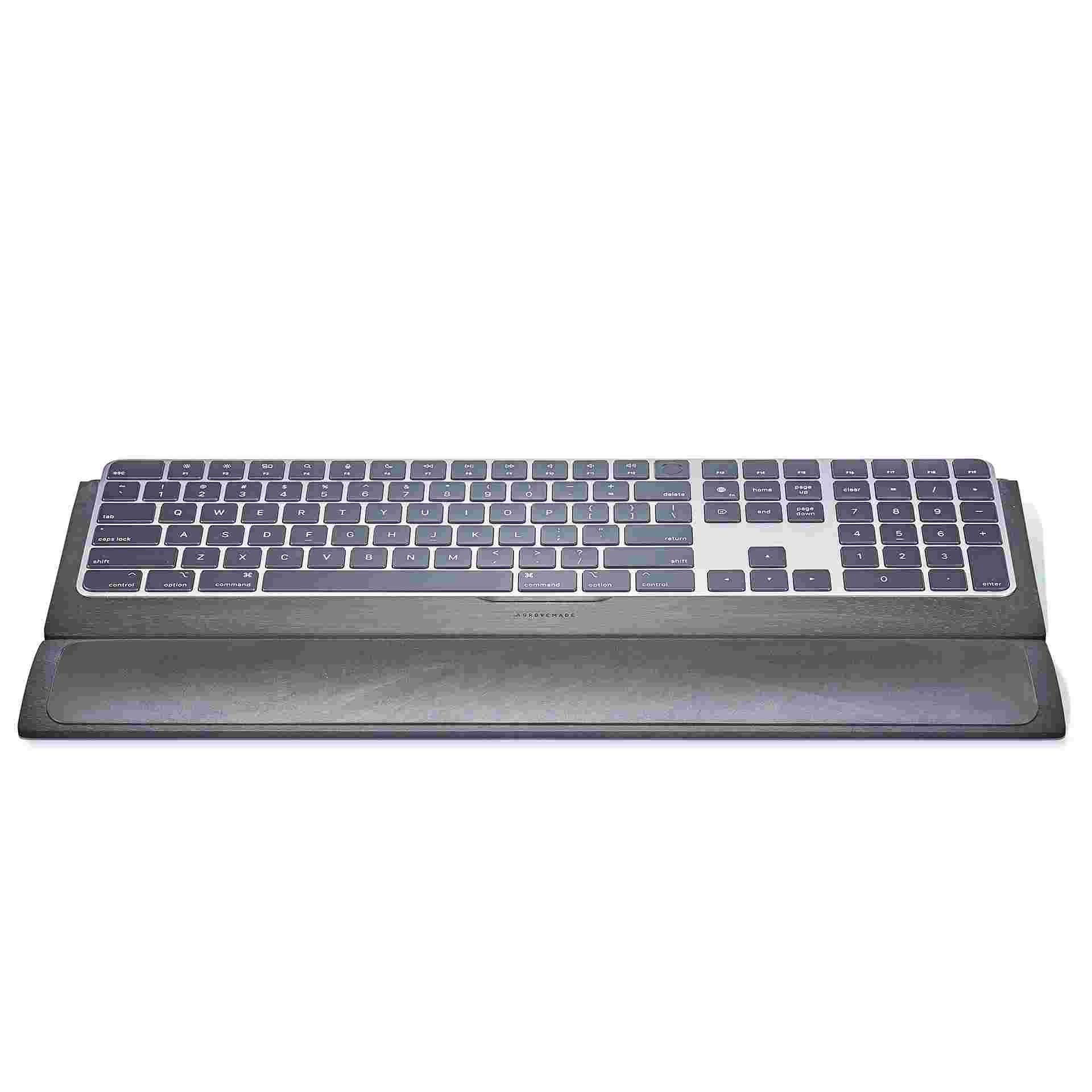 The wrist pad paired with the Walnut Keyboard Tray for Apple Magic Keyboard with Numeric Keypad.