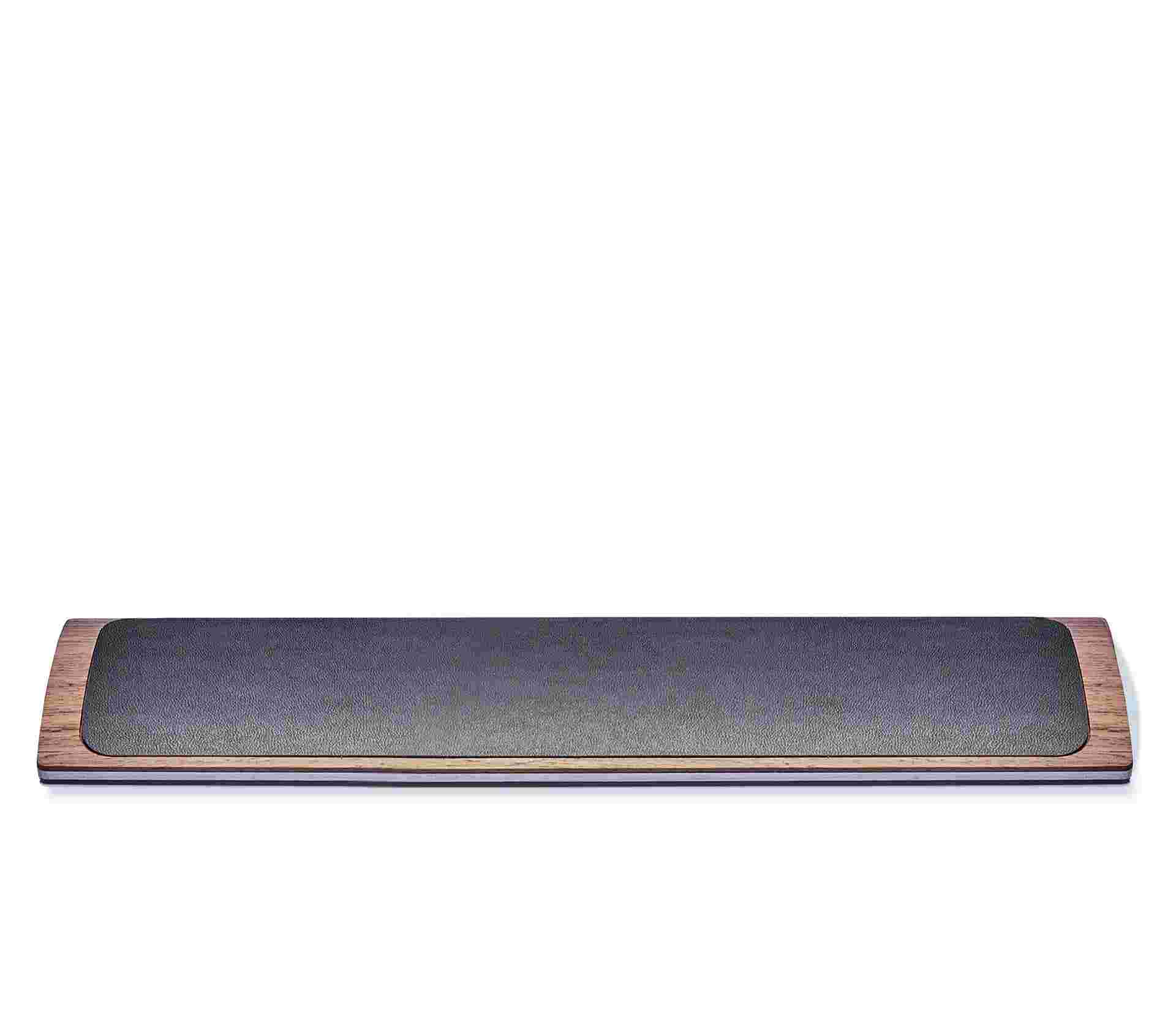 Straight on view of the Leather and Walnut Keyboard Wrist Pad.