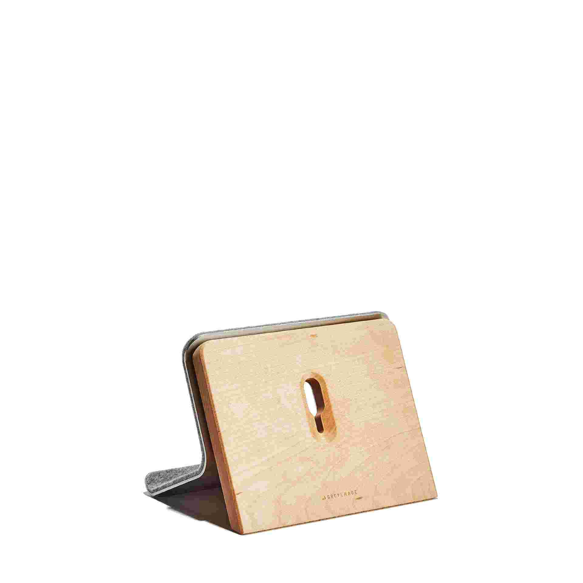Rear view of Maple iPad Stand.