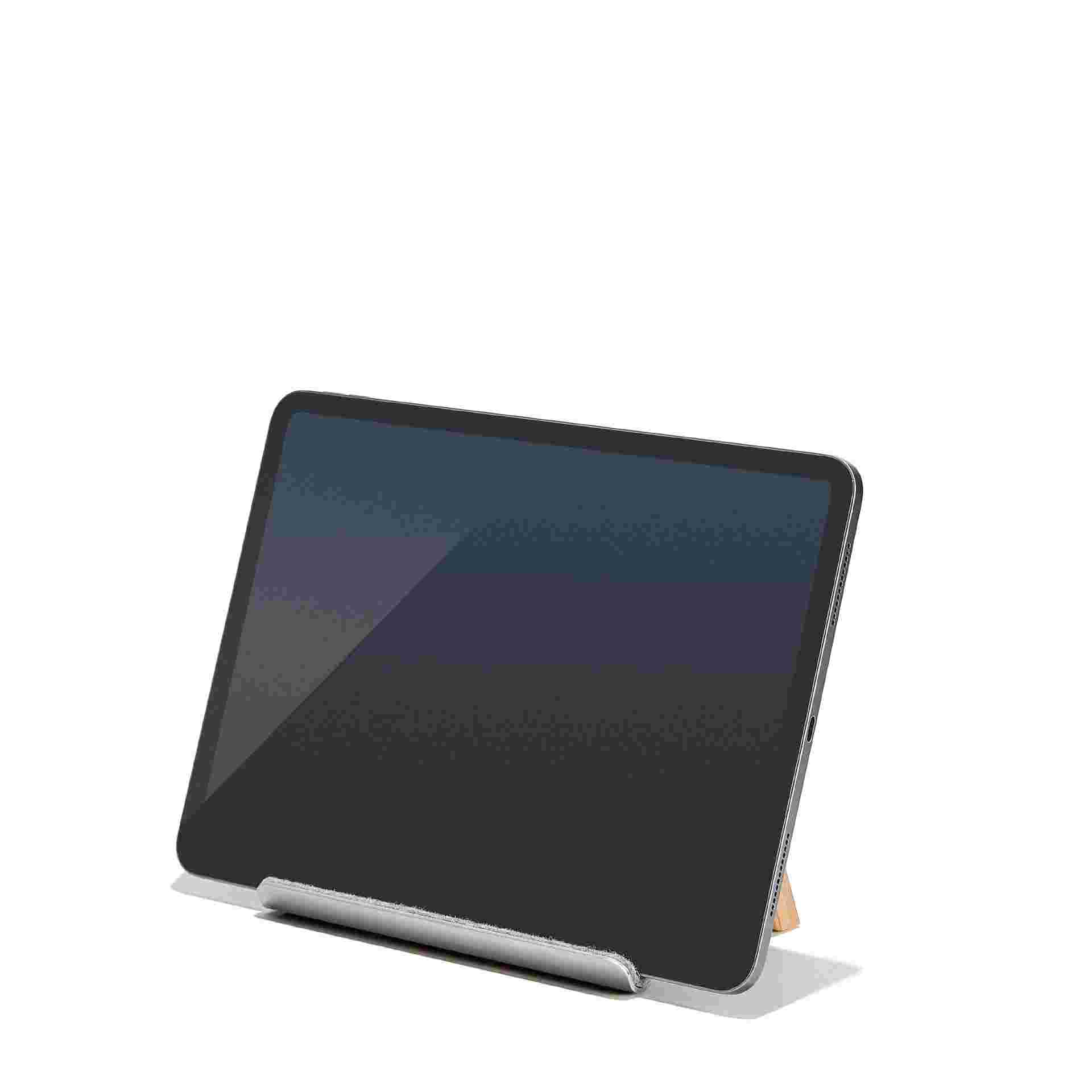 Maple iPad Stand with 11" iPad Pro in landscape orientation.