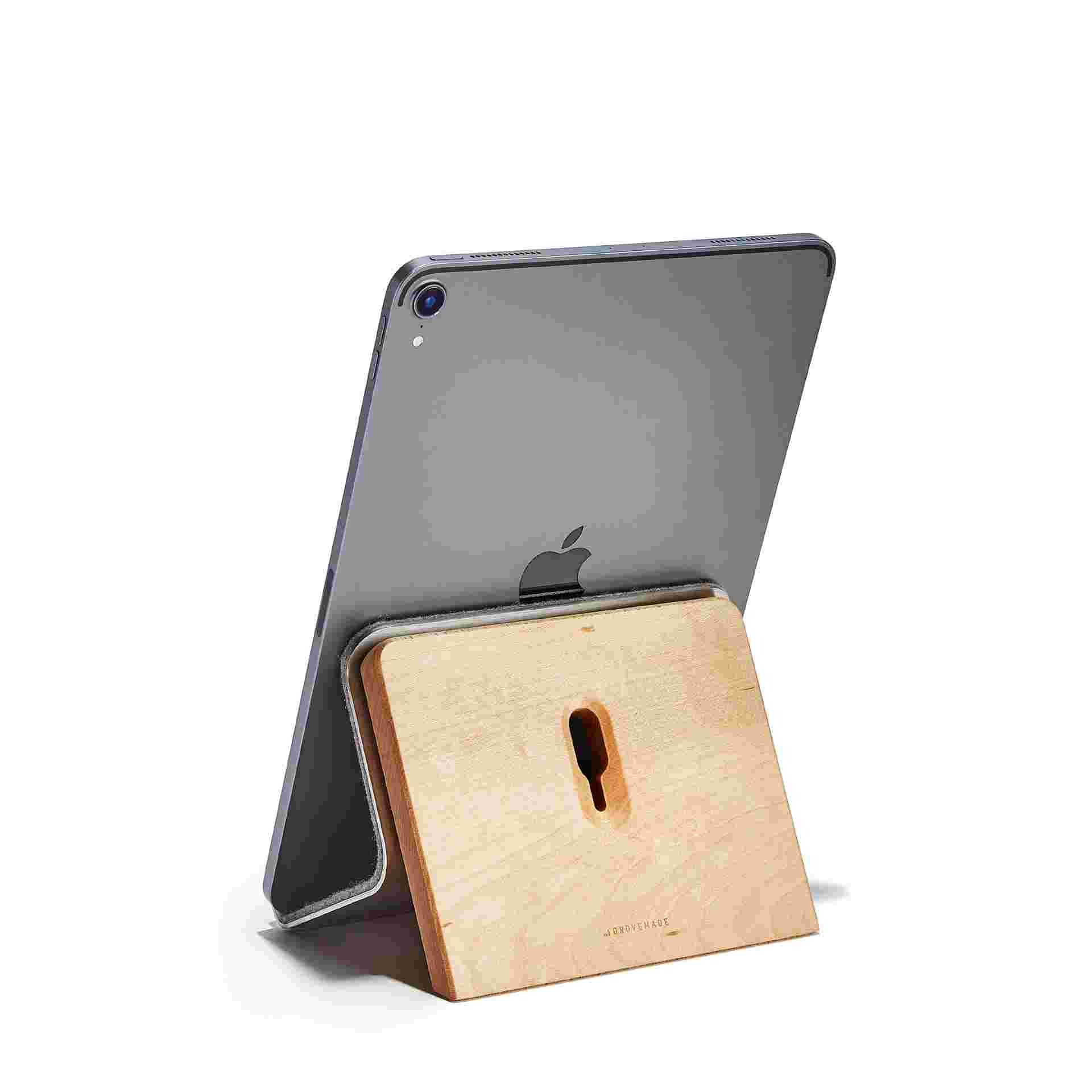 Rear view of Maple iPad Stand with 11" iPad Pro.