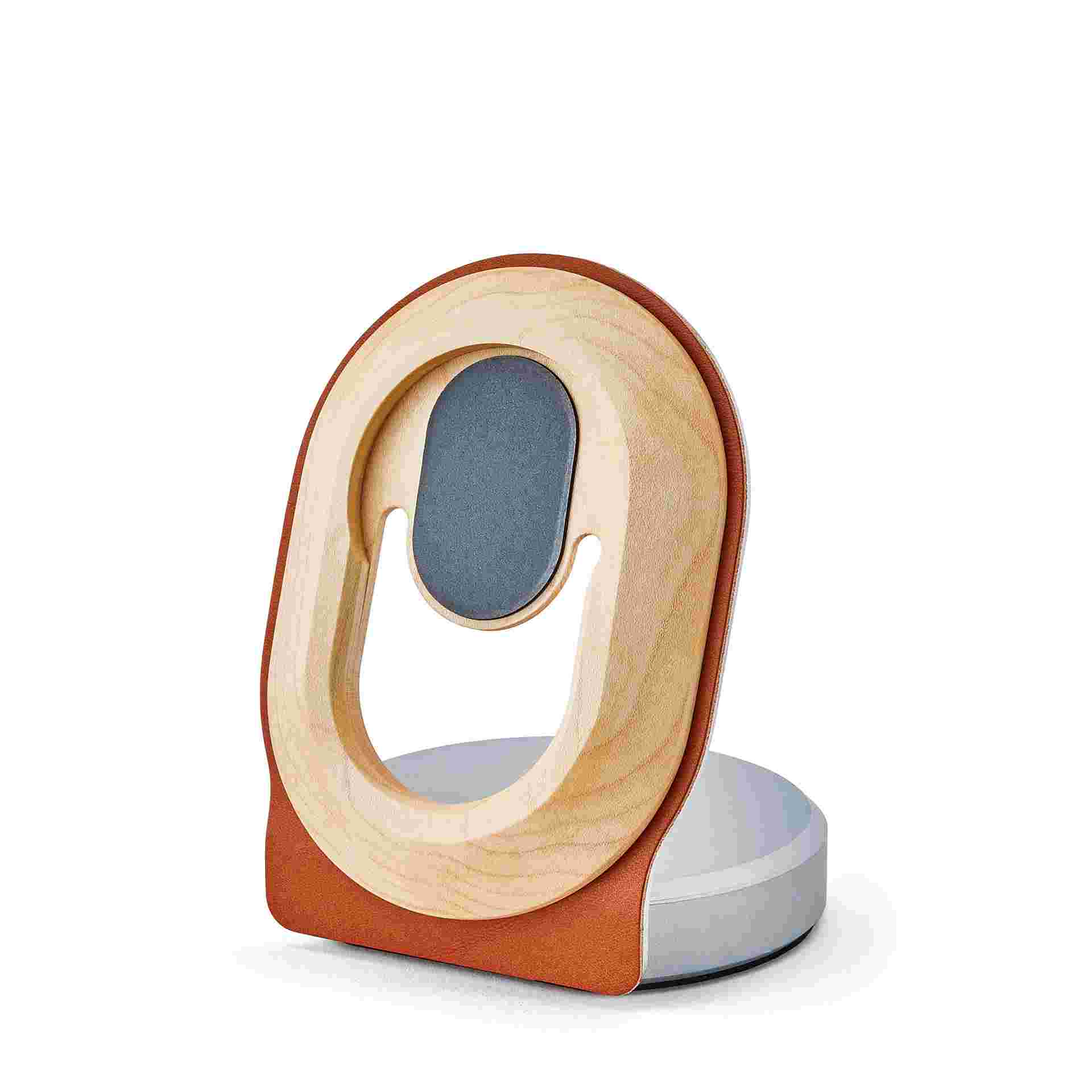Maple and tan leather MagSafe Dock without MagSafe installed.