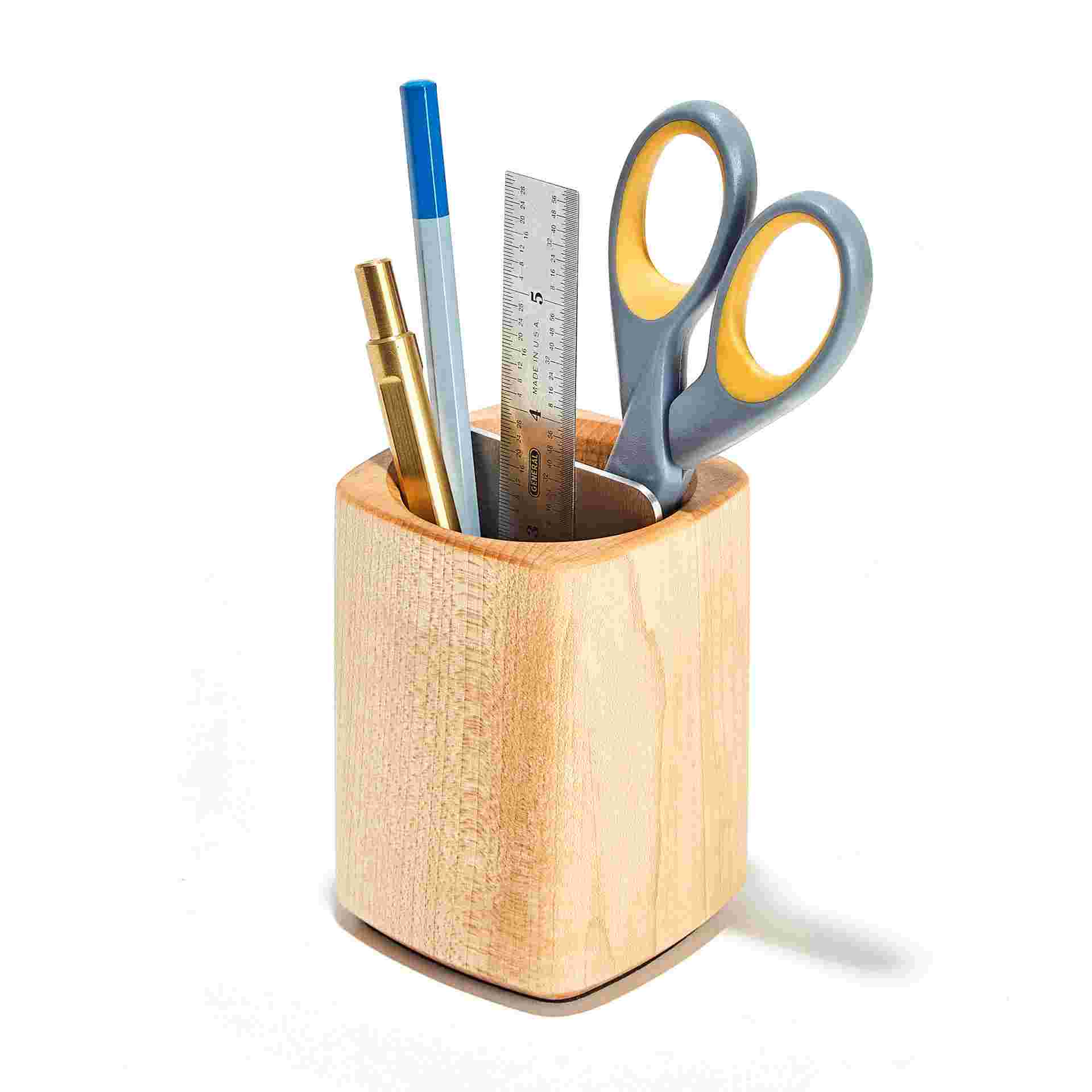Solid Maple Pen Cup with aluminum divider.