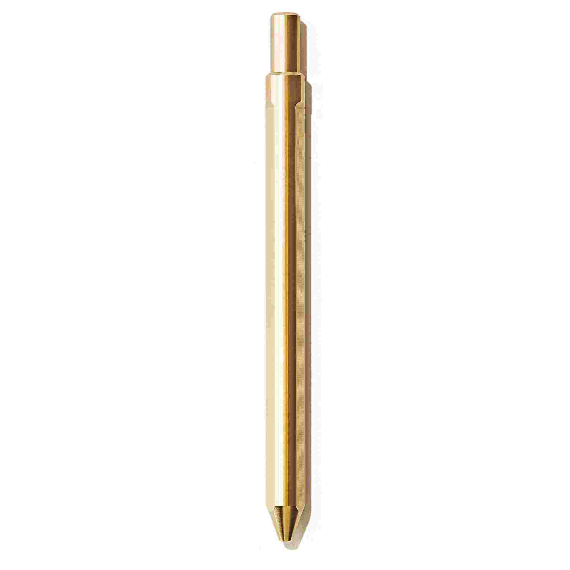 Brass minimalist pen with tip retracted