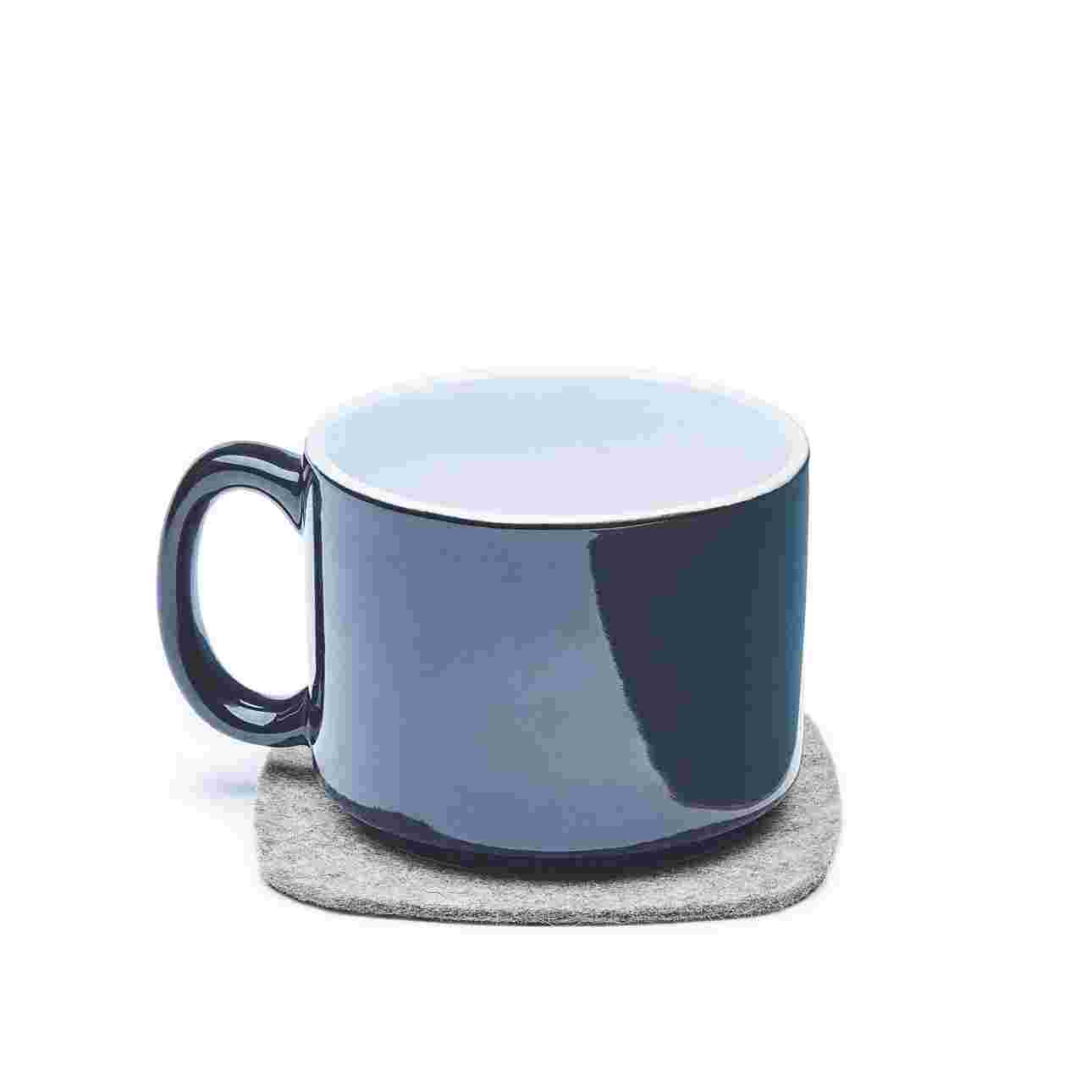 Premium Light Wool Felt Coaster with hot beverage.