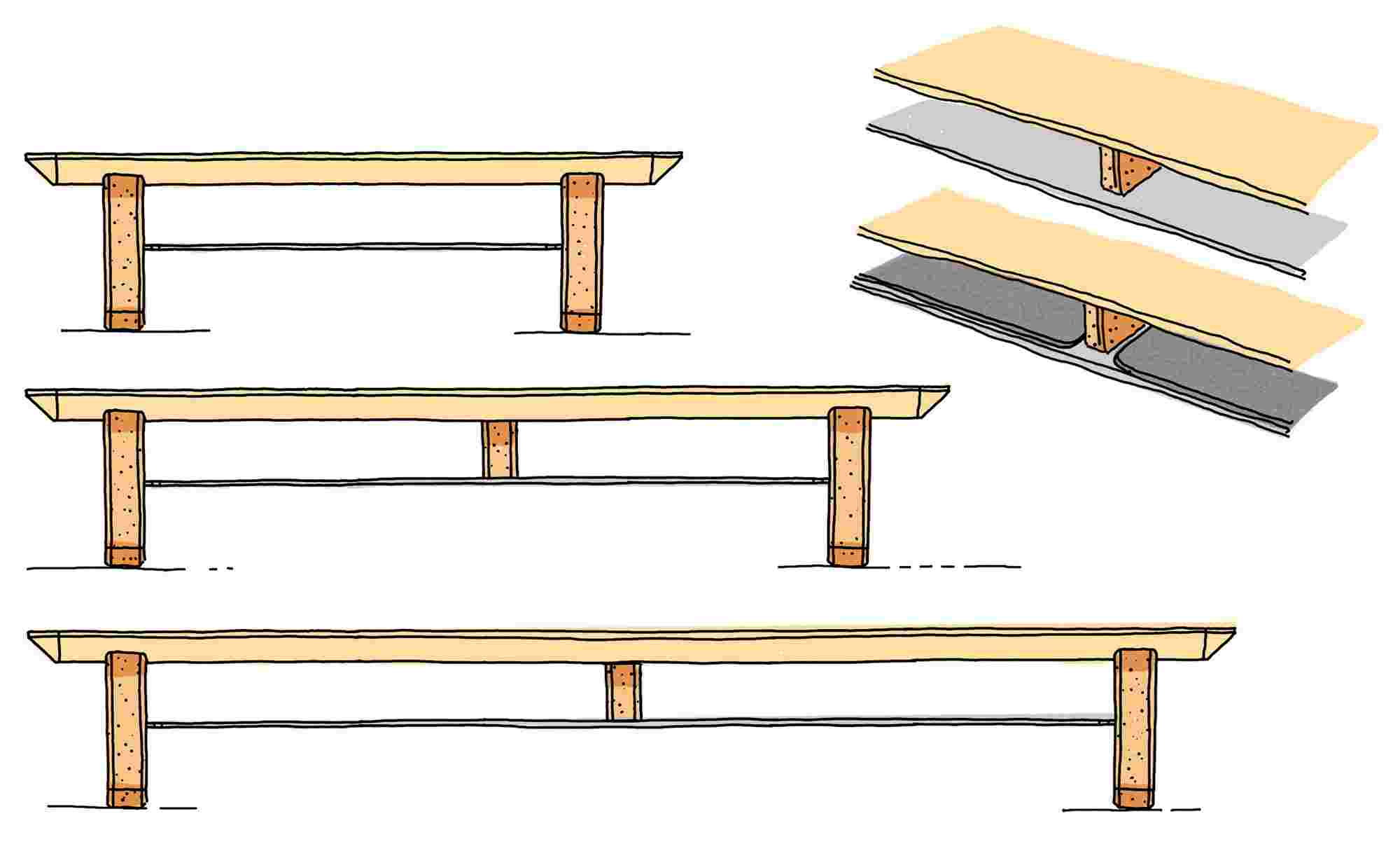 Desk shelf design sketches.
