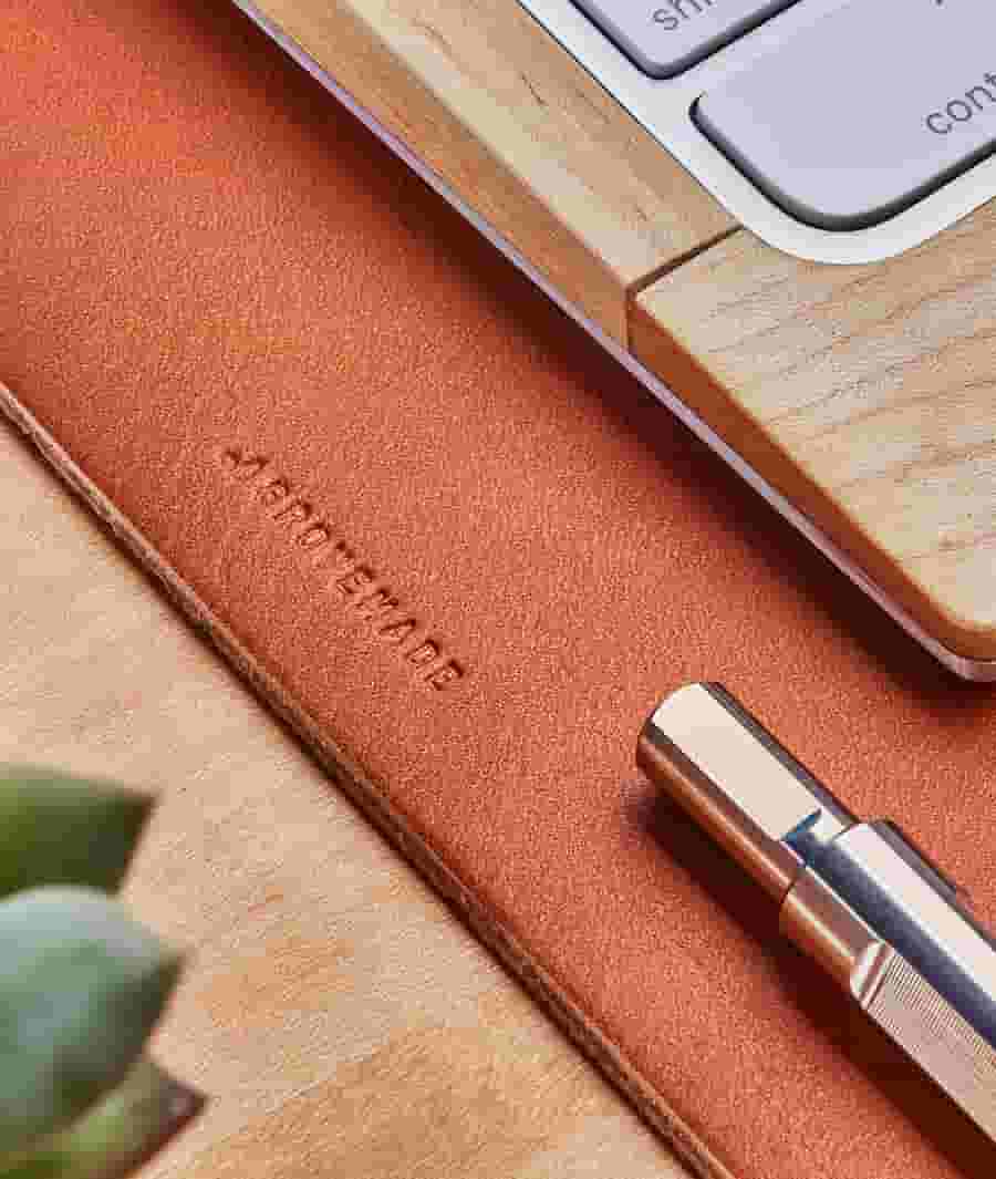 CLoseup detail of natural tan leather.