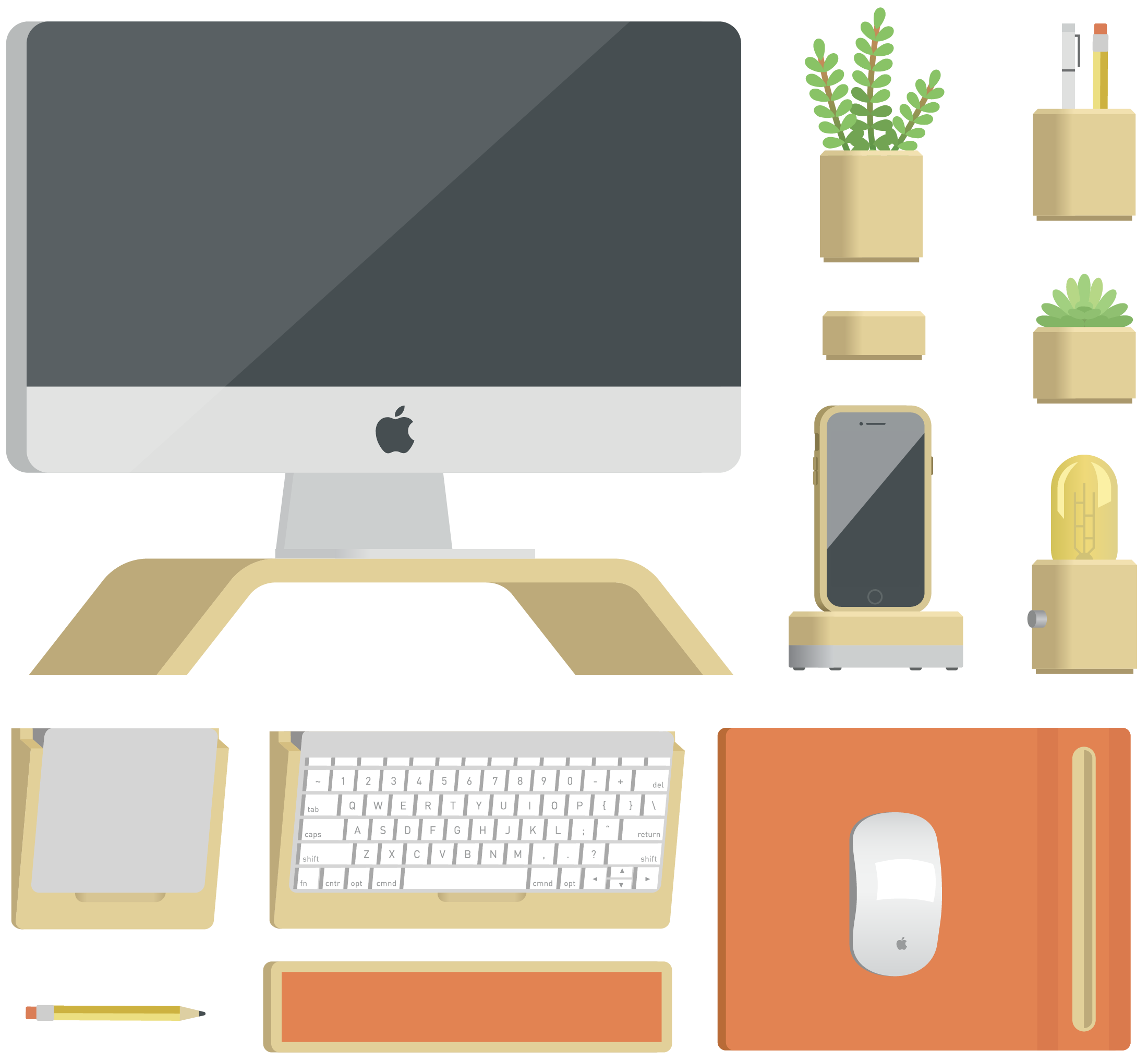 graphic of an array of grovemade desk products