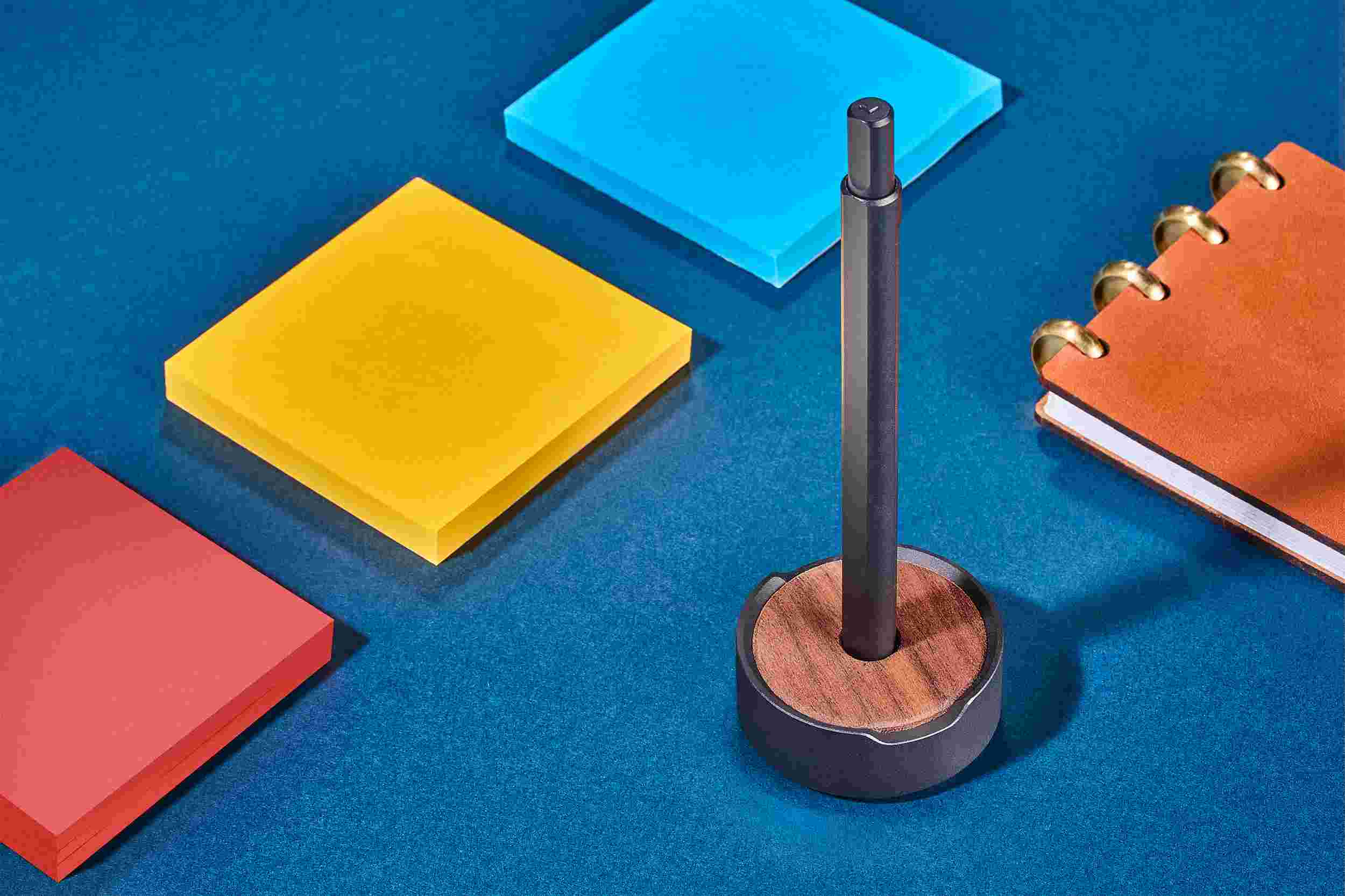 The Grovemade Black Pen and Walnut Pen Stand among the rest of the Grovemade Desk Collection.