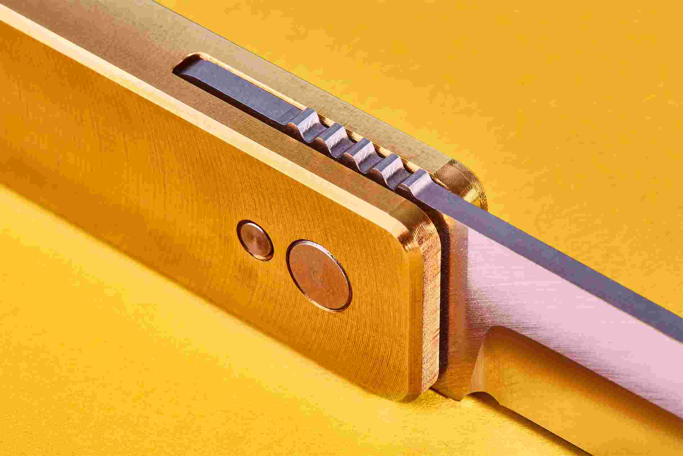 Brass handled higonokami pocket knife.