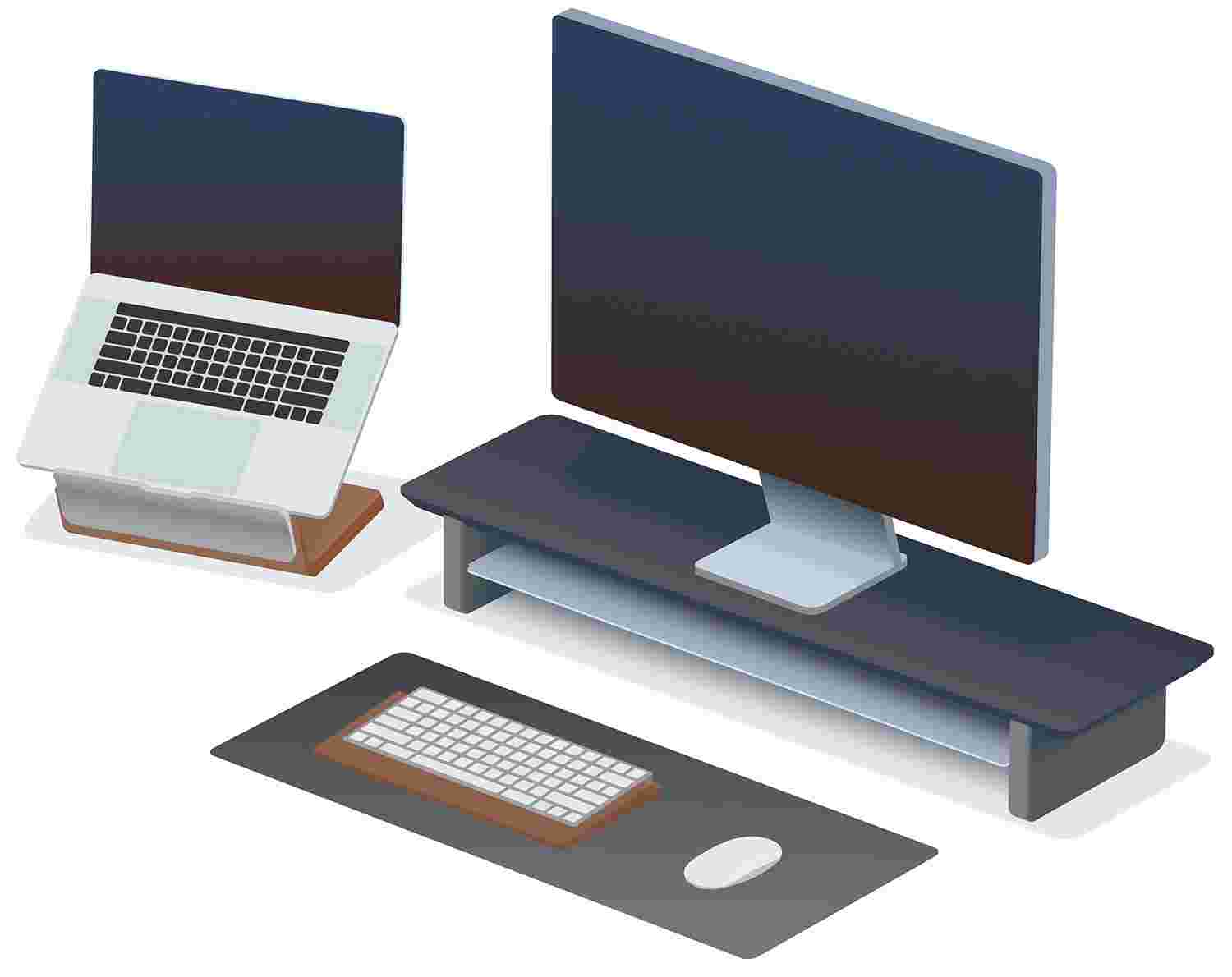 The small Matte White Desk Shelf with 24 inch iMac for small desktops.