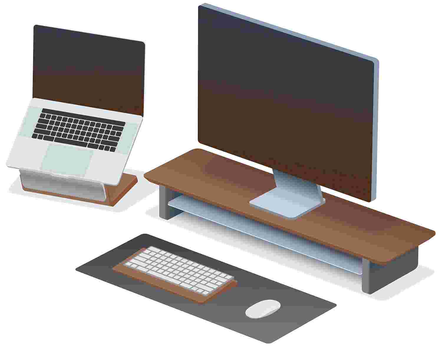 The small Matte White Desk Shelf with 24 inch iMac for small desktops.
