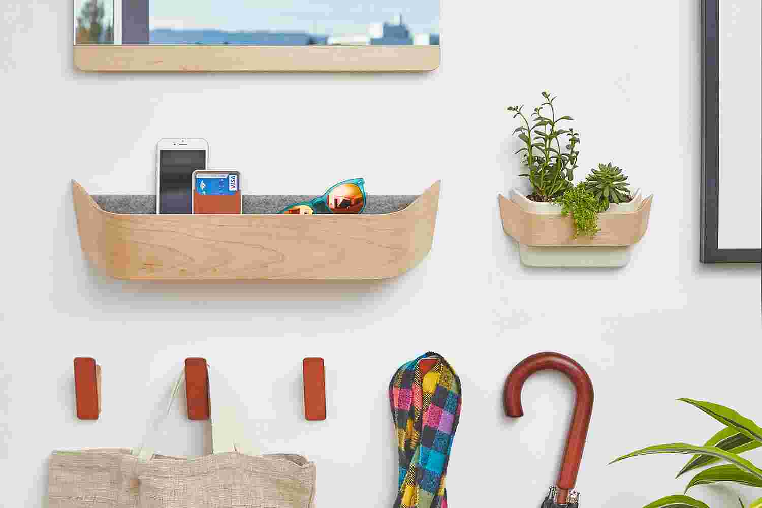 Maple Wall Hooks with the Grovemade Maple Catch-All.